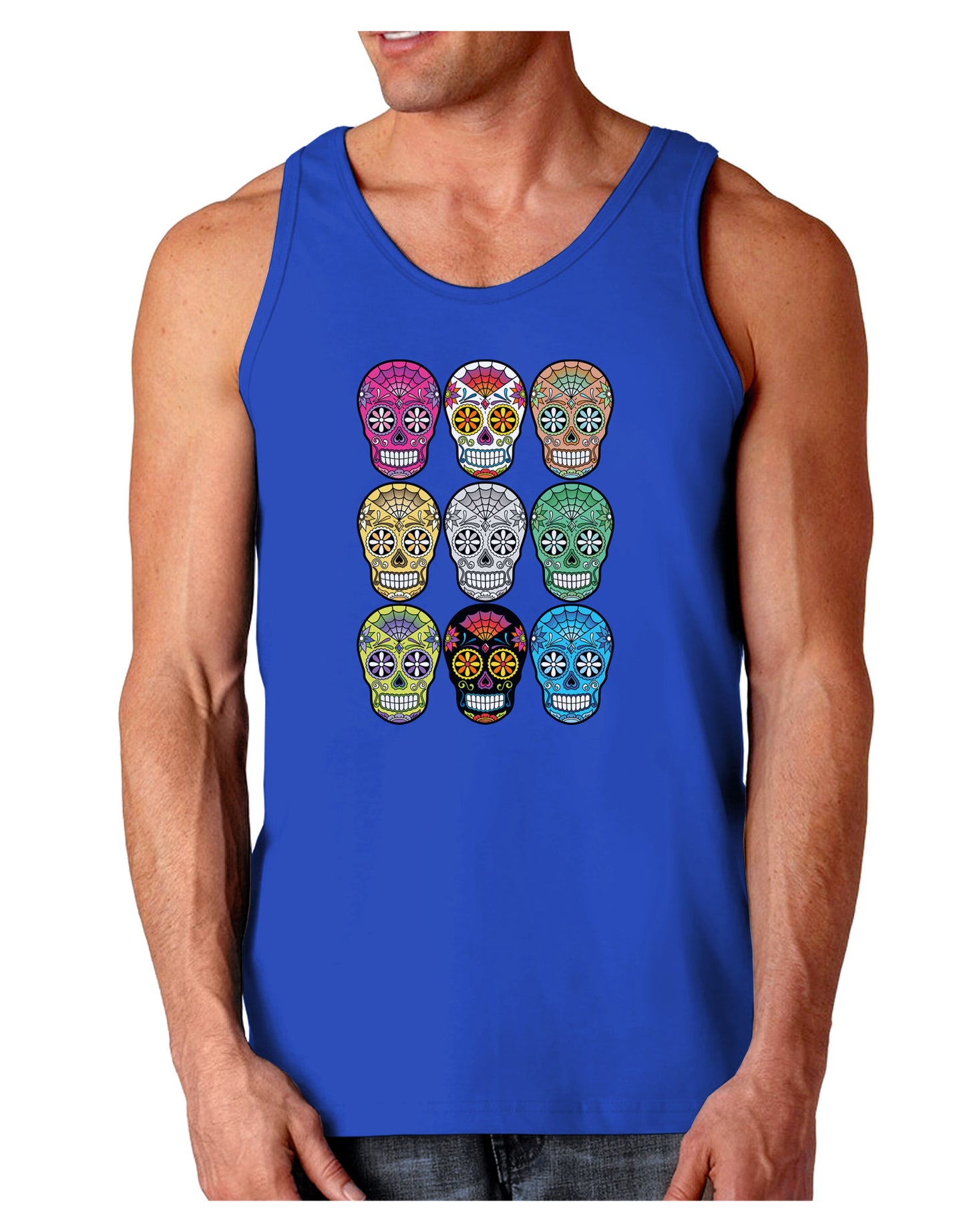 Dia de los Muertos Calaveras Sugar Skulls Dark Loose Tank Top-Mens Loose Tank Top-TooLoud-Royal Blue-Small-Davson Sales