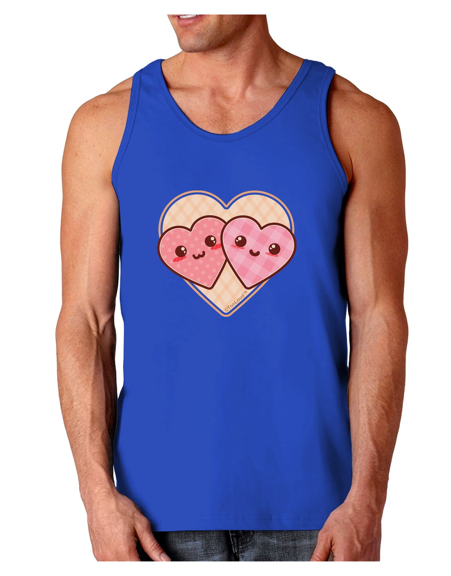 Super Cute Kawaii Hearts Dark Loose Tank Top-Mens Loose Tank Top-TooLoud-Royal Blue-Small-Davson Sales