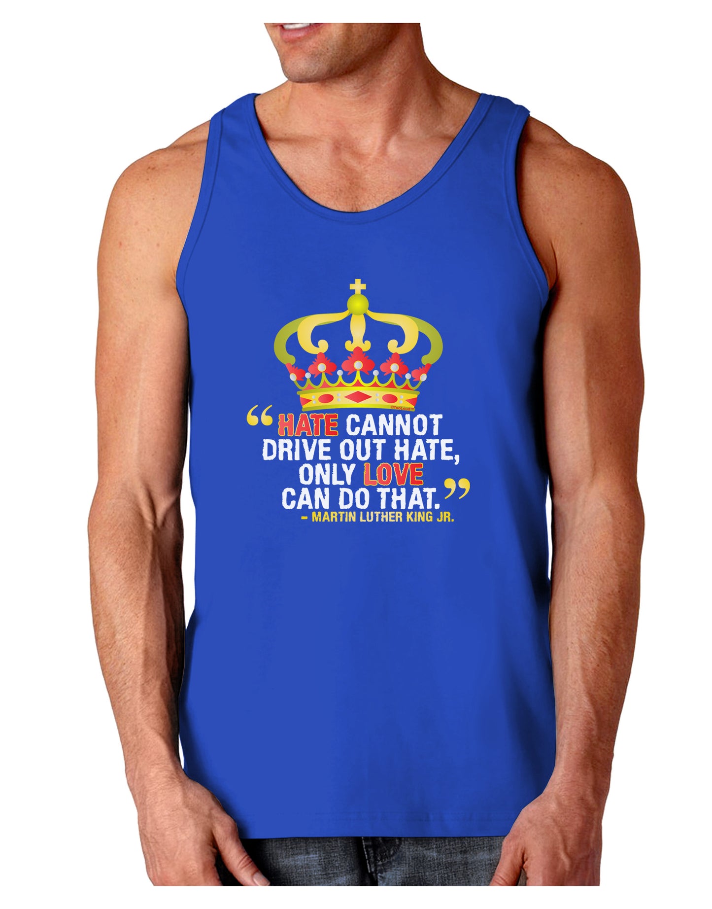 MLK - Only Love Quote Dark Loose Tank Top-Mens Loose Tank Top-TooLoud-Royal Blue-Small-Davson Sales