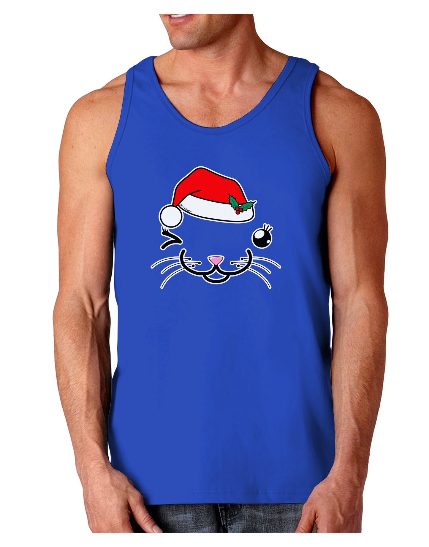 Kyu-T Face Kattia Santa Hat Girl Cat Dark Loose Tank Top-Mens Loose Tank Top-TooLoud-Royal Blue-Small-Davson Sales