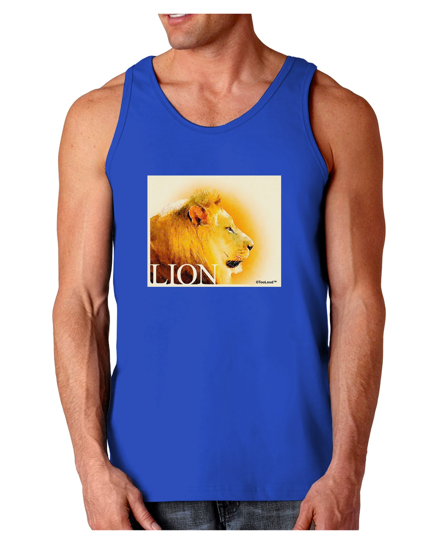 Lion Watercolor 3 Text Dark Loose Tank Top-Mens Loose Tank Top-TooLoud-Royal Blue-Small-Davson Sales