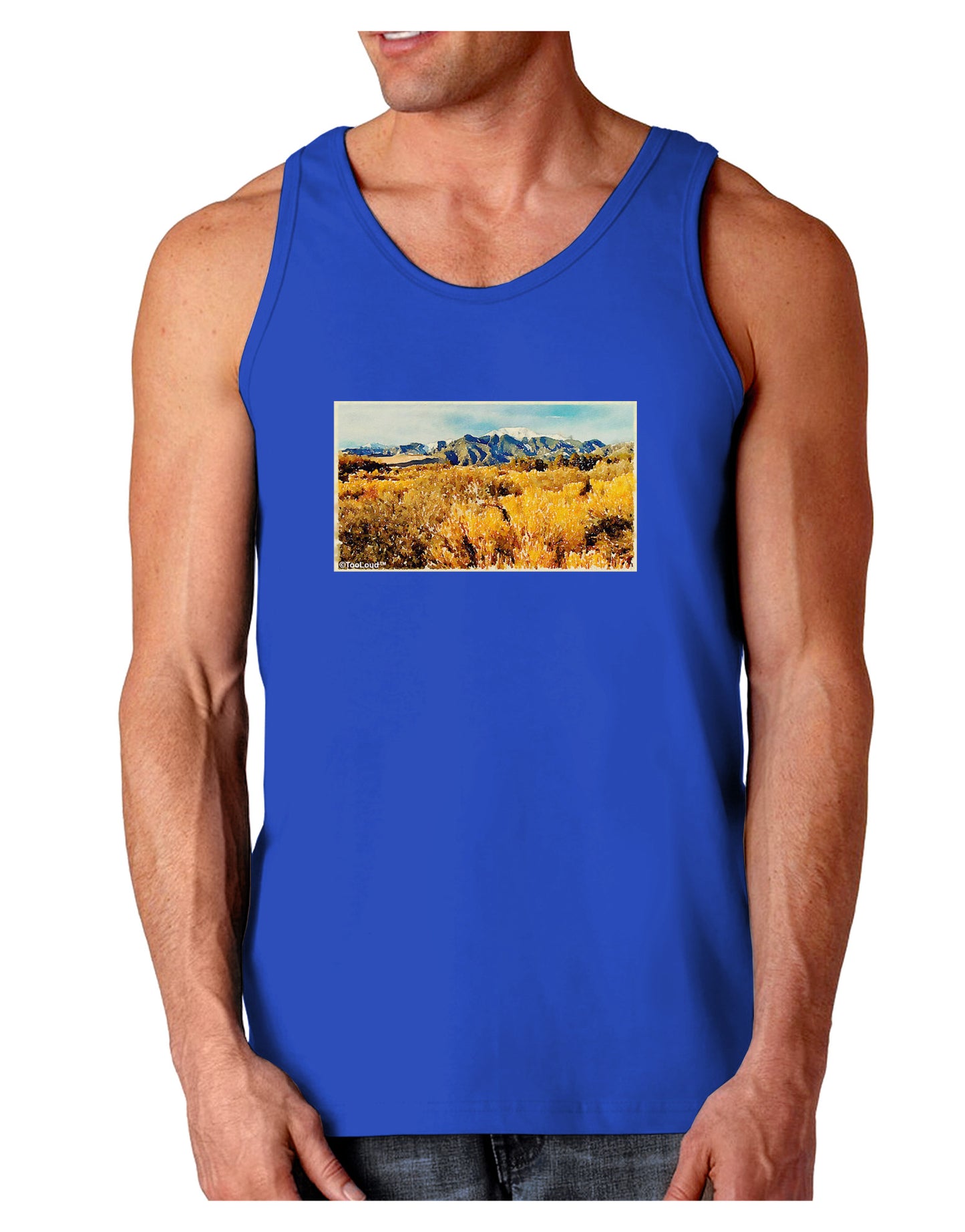 Mountain Forest Park Watercolor Dark Loose Tank Top-Mens Loose Tank Top-TooLoud-Royal Blue-Small-Davson Sales