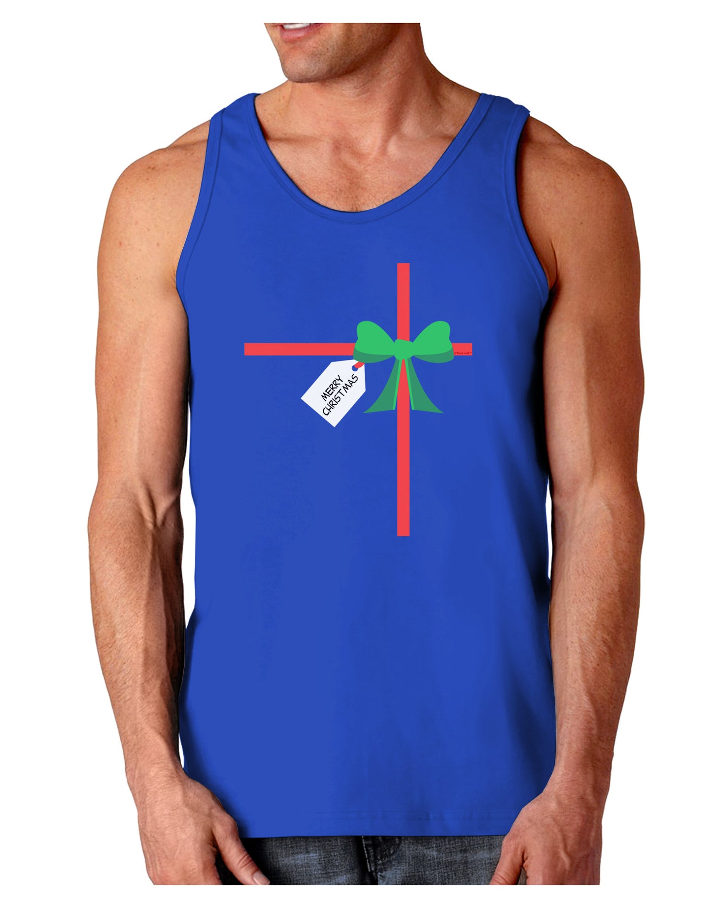 Merry Christmas Present Gift Dark Loose Tank Top-Mens Loose Tank Top-TooLoud-Royal Blue-Small-Davson Sales