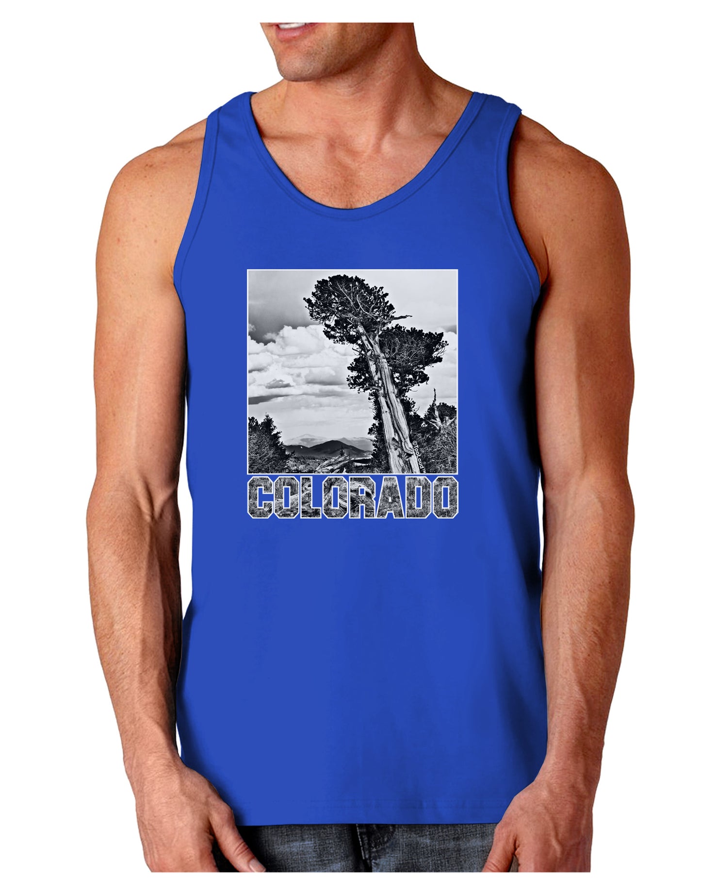 Colorado Landscape Text BW Dark Loose Tank Top-Mens Loose Tank Top-TooLoud-Royal Blue-Small-Davson Sales