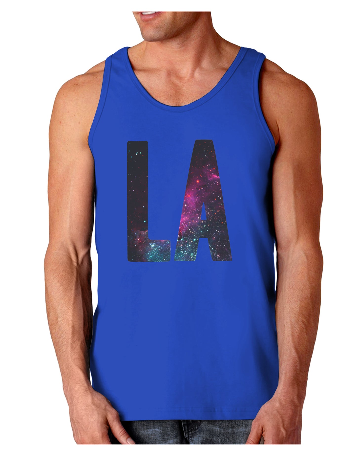 LA Outer Space Desgin Dark Loose Tank Top-Mens Loose Tank Top-TooLoud-Royal Blue-Small-Davson Sales