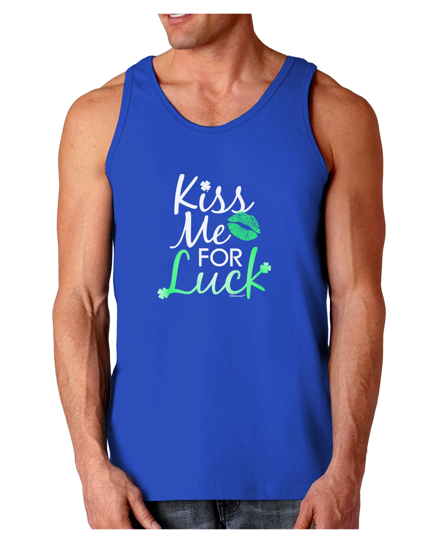 Kiss Me For Luck Dark Loose Tank Top-Mens Loose Tank Top-TooLoud-Royal Blue-Small-Davson Sales