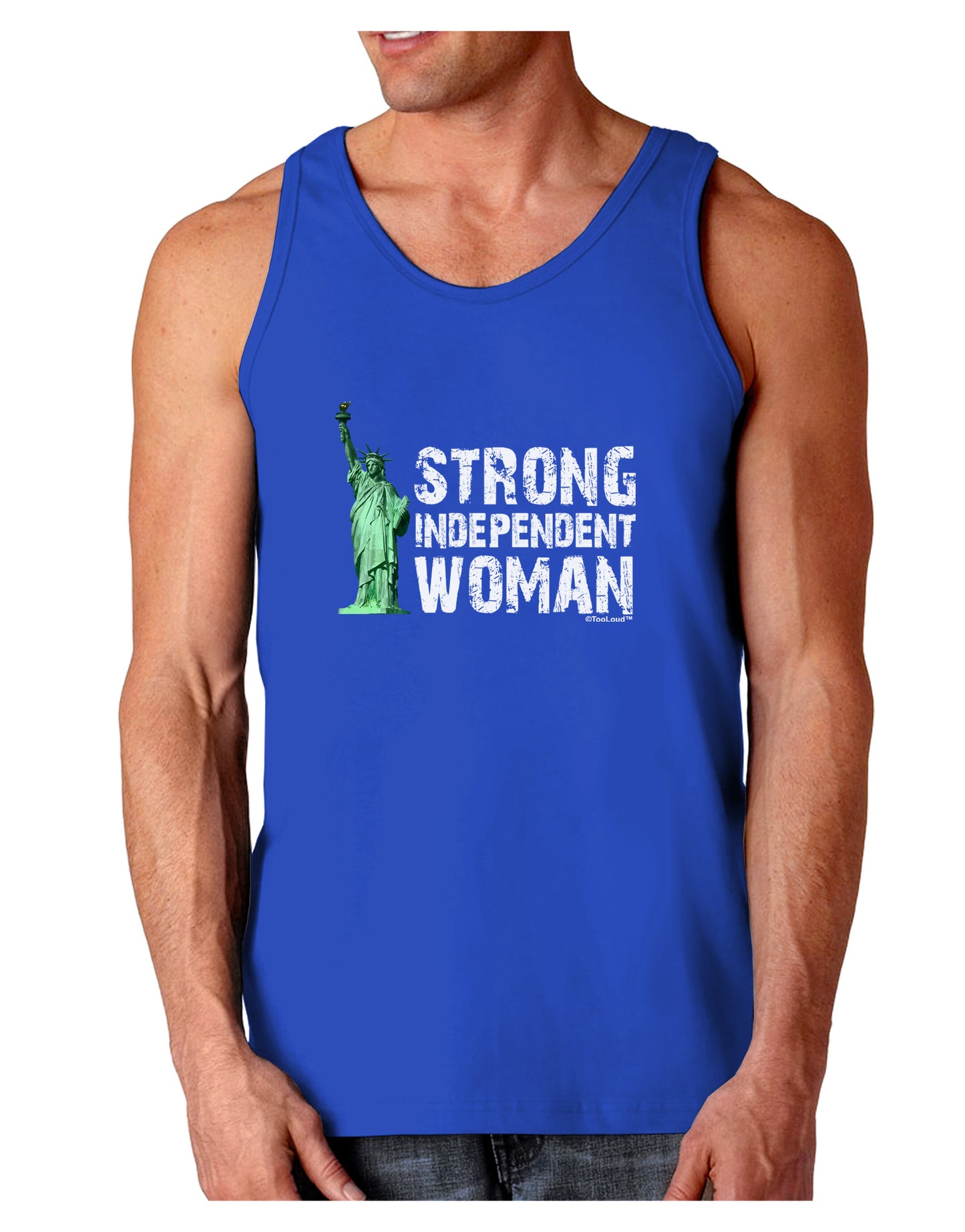 Statue of Liberty Strong Woman Dark Dark Loose Tank Top-Mens Loose Tank Top-TooLoud-Royal Blue-Small-Davson Sales
