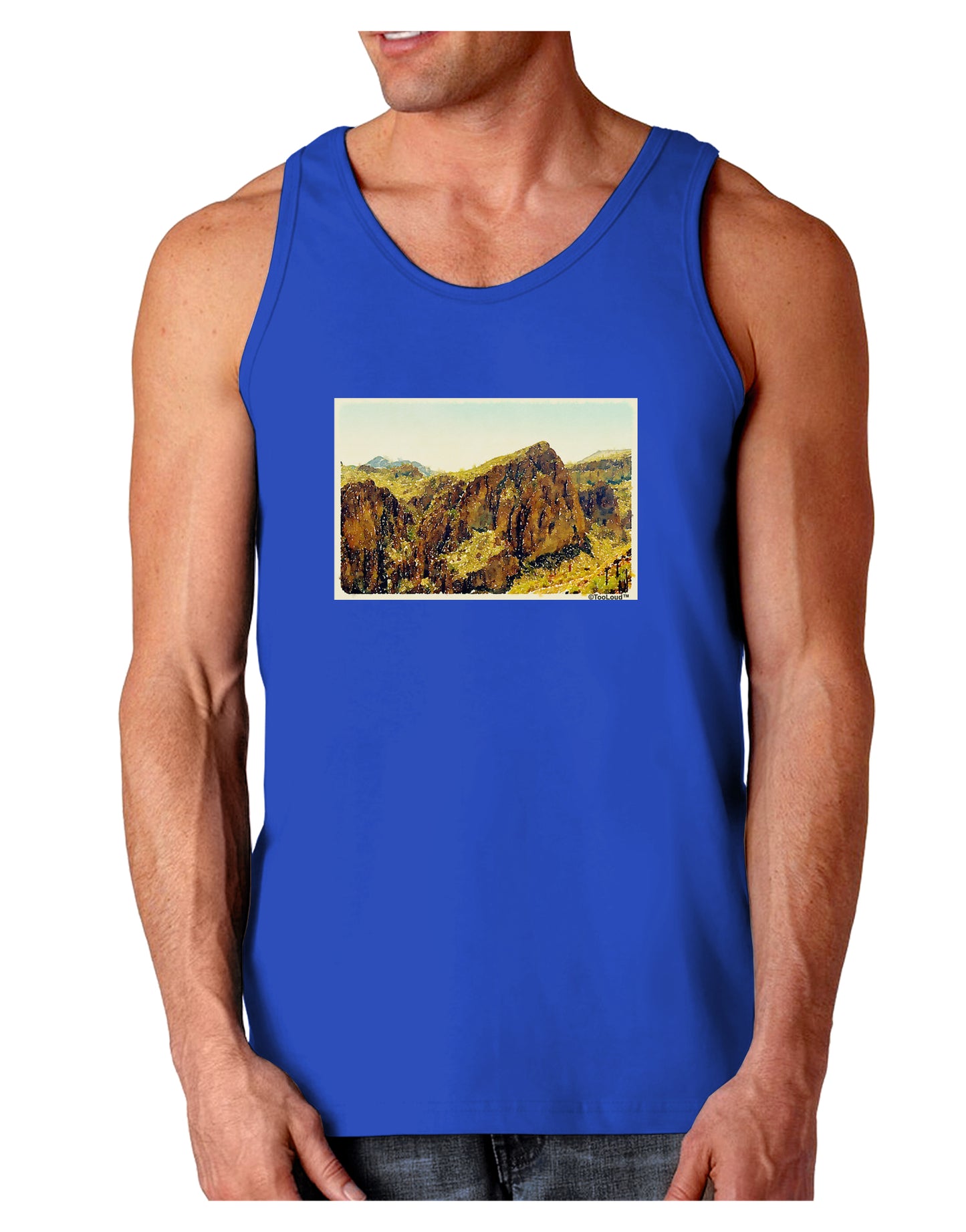 Arizona Mountains Watercolor Dark Loose Tank Top-Mens Loose Tank Top-TooLoud-Royal Blue-Small-Davson Sales