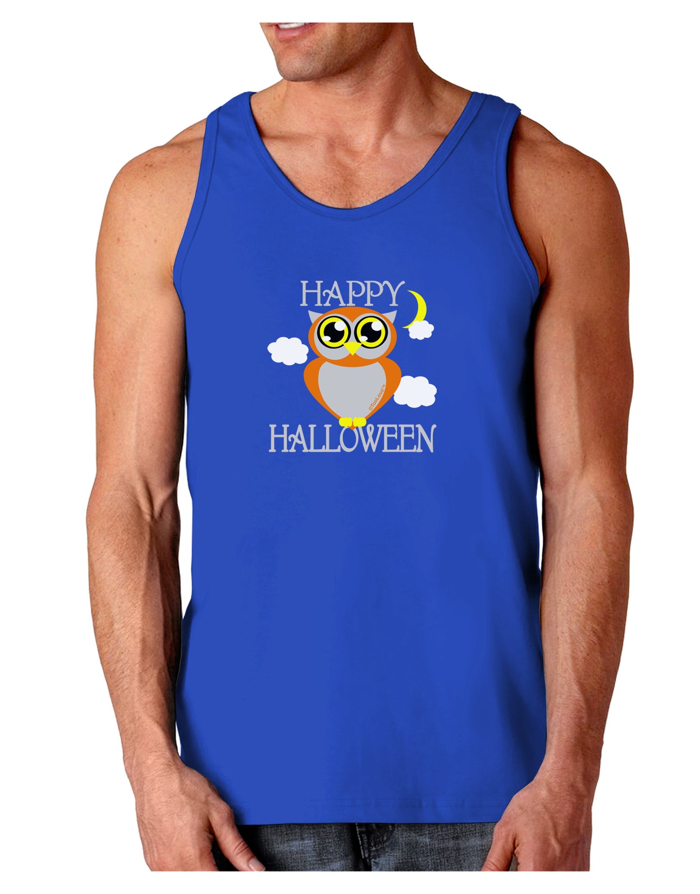 Owl Orange Text Dark Loose Tank Top-Mens Loose Tank Top-TooLoud-Royal Blue-Small-Davson Sales