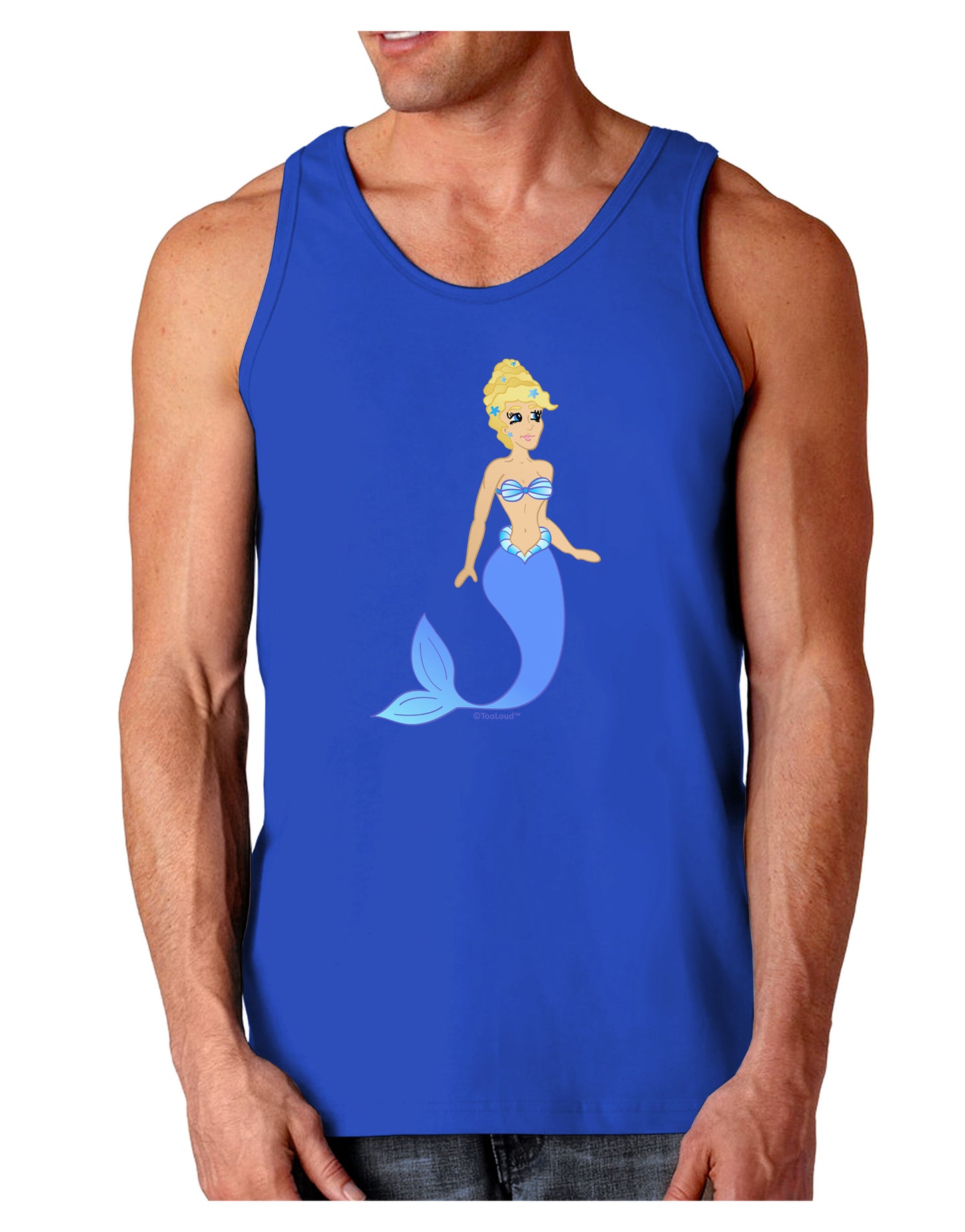 Mermaid Design - Blue Dark Loose Tank Top-Mens Loose Tank Top-TooLoud-Royal Blue-Small-Davson Sales
