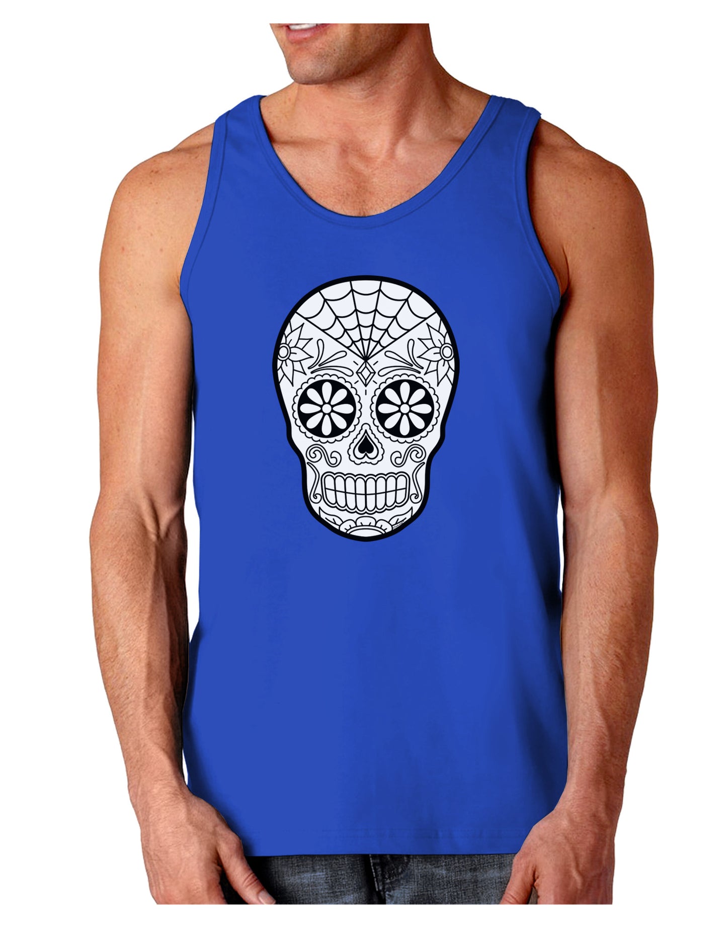 Color Your Own Dia de los Muertos Calavera Dark Loose Tank Top-Mens Loose Tank Top-TooLoud-Royal Blue-Small-Davson Sales