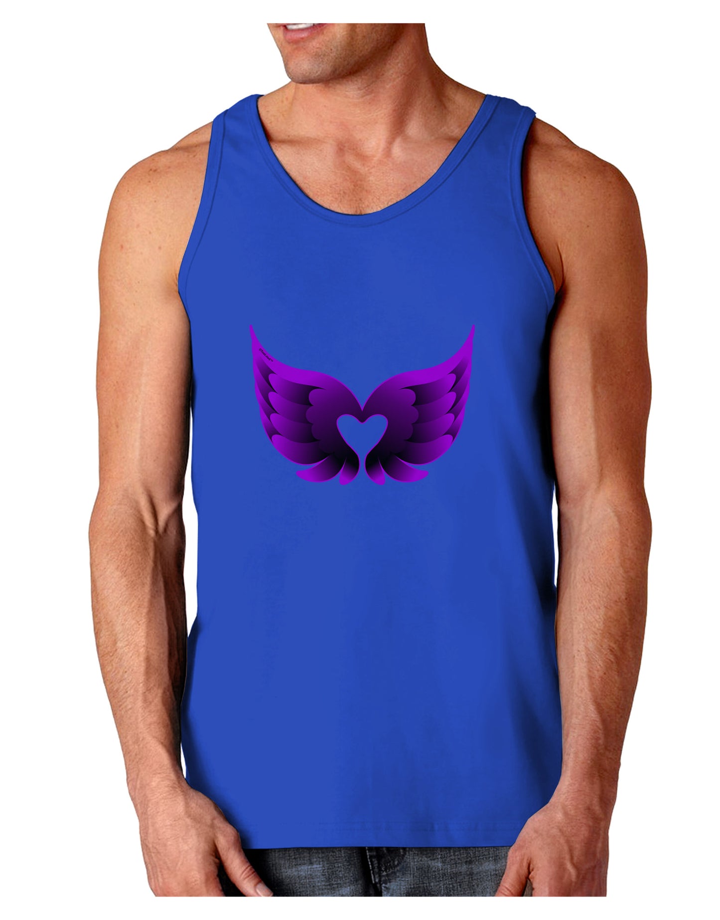 Cute Dark Angel Wings Black and Purple Heart Dark Loose Tank Top-Mens Loose Tank Top-TooLoud-Royal Blue-Small-Davson Sales