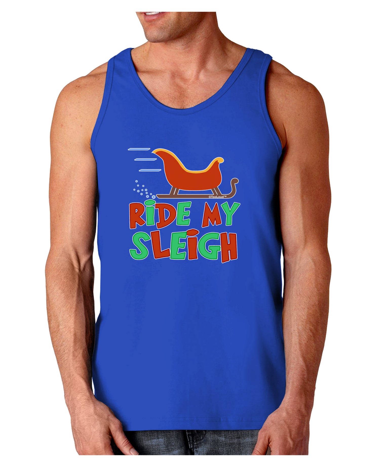 Ride My Sleigh Color Dark Loose Tank Top-Mens Loose Tank Top-TooLoud-Royal Blue-Small-Davson Sales
