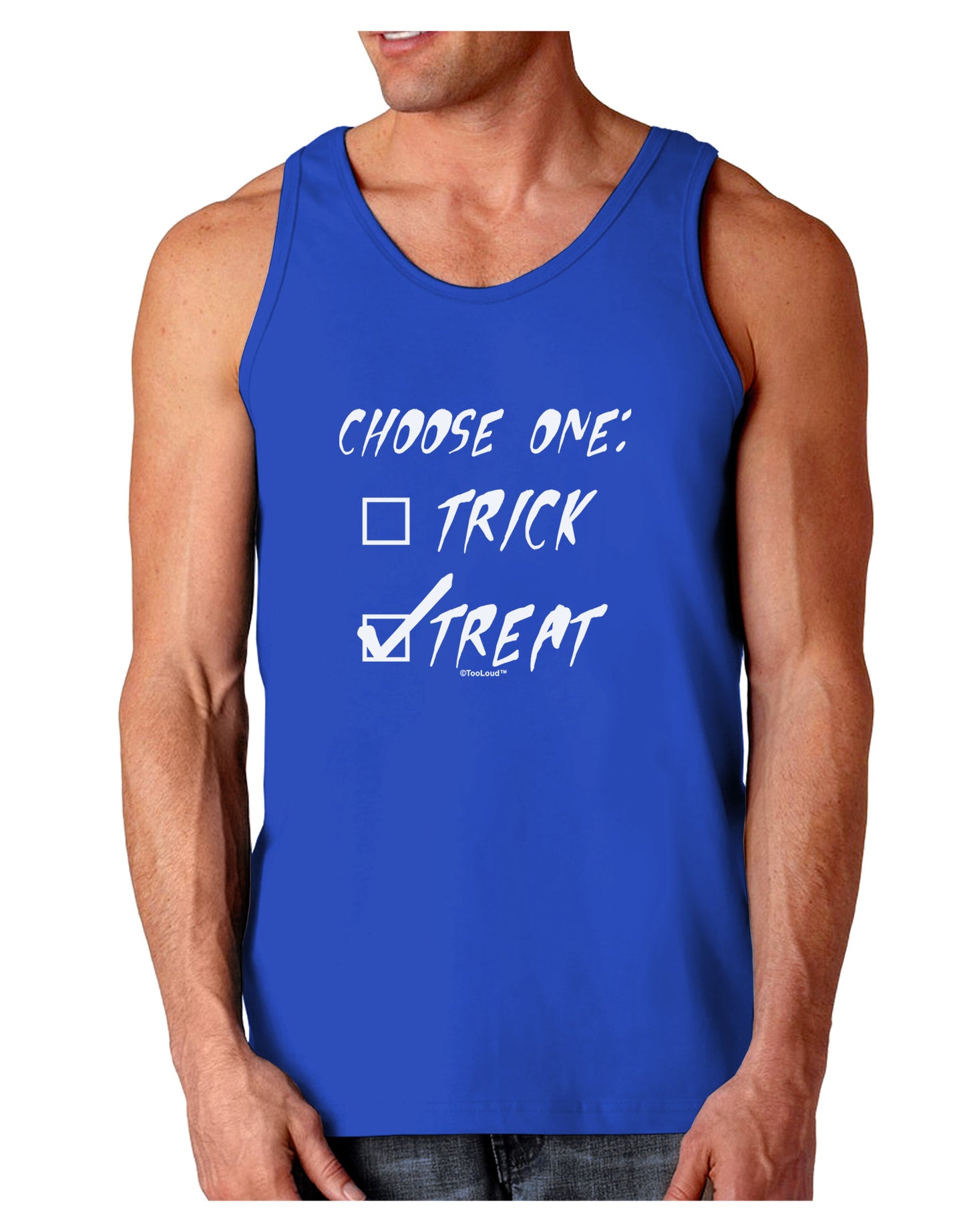 Choose One - Treat Dark Loose Tank Top-Mens Loose Tank Top-TooLoud-Royal Blue-Small-Davson Sales