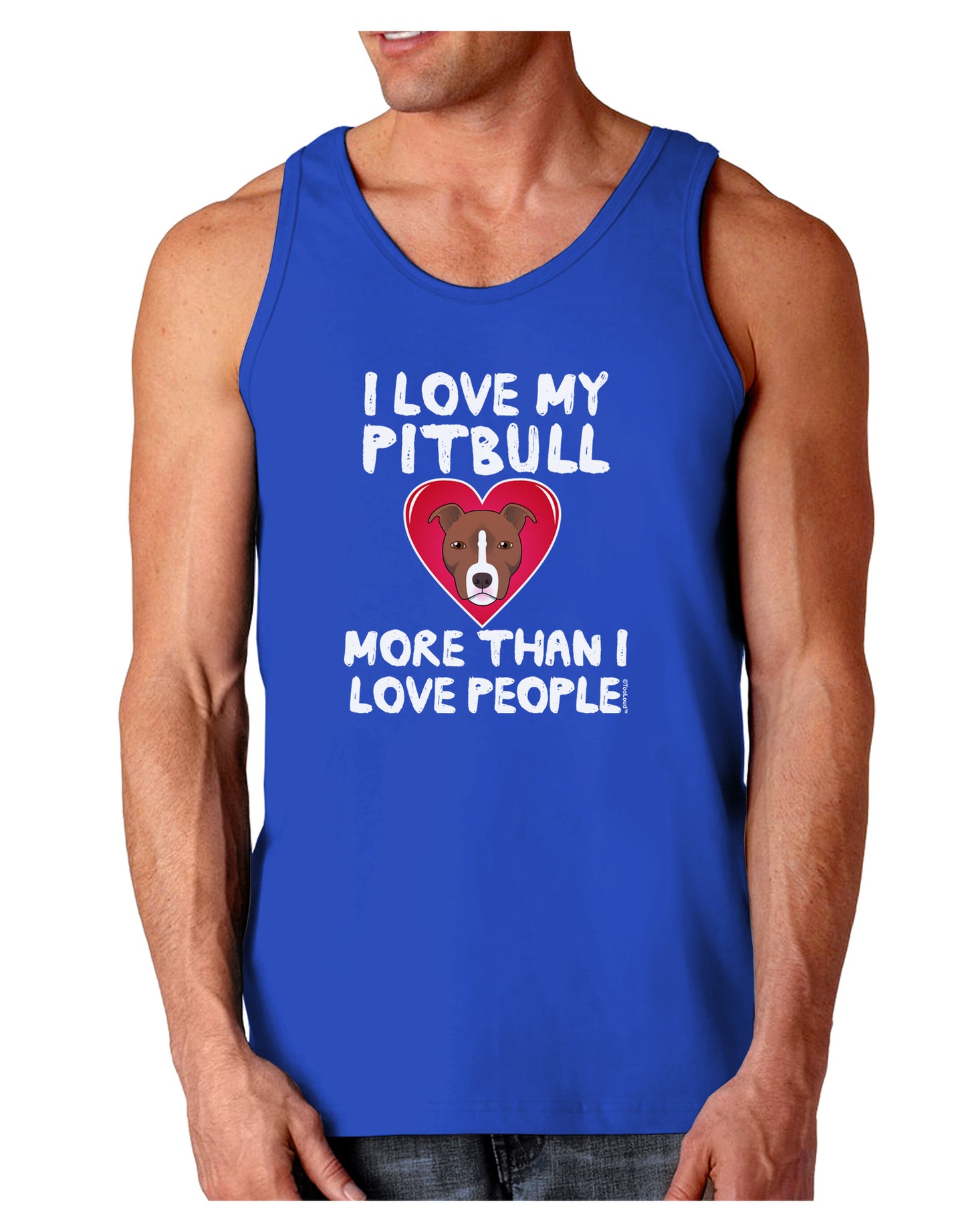 Love Pitbull More Than People Dark Loose Tank Top-Mens Loose Tank Top-TooLoud-Royal Blue-Small-Davson Sales