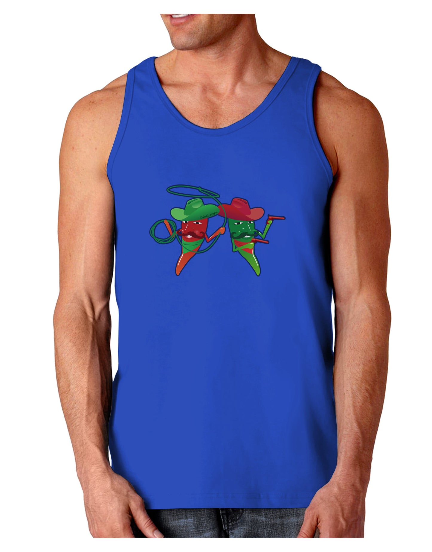 Cowboy Chili Peppers Dark Loose Tank Top-Mens Loose Tank Top-TooLoud-Royal Blue-Small-Davson Sales