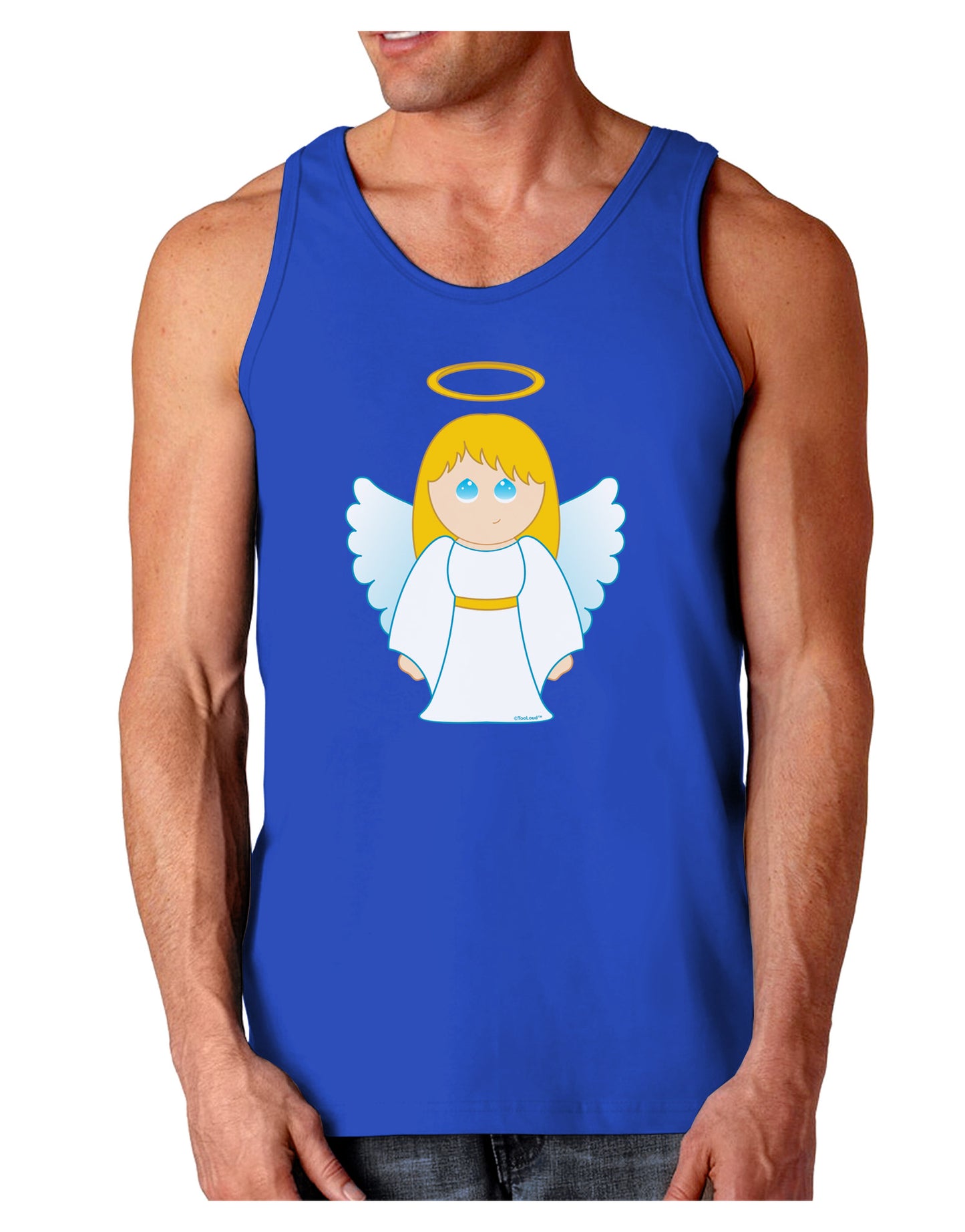 Cute Christmas Angel Girl Dark Loose Tank Top-Mens Loose Tank Top-TooLoud-Royal Blue-Small-Davson Sales