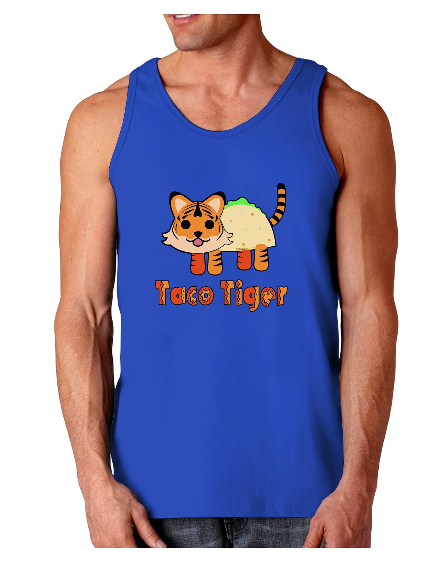 Cute Taco Tiger Text Dark Loose Tank Top-Mens Loose Tank Top-TooLoud-Royal Blue-Small-Davson Sales