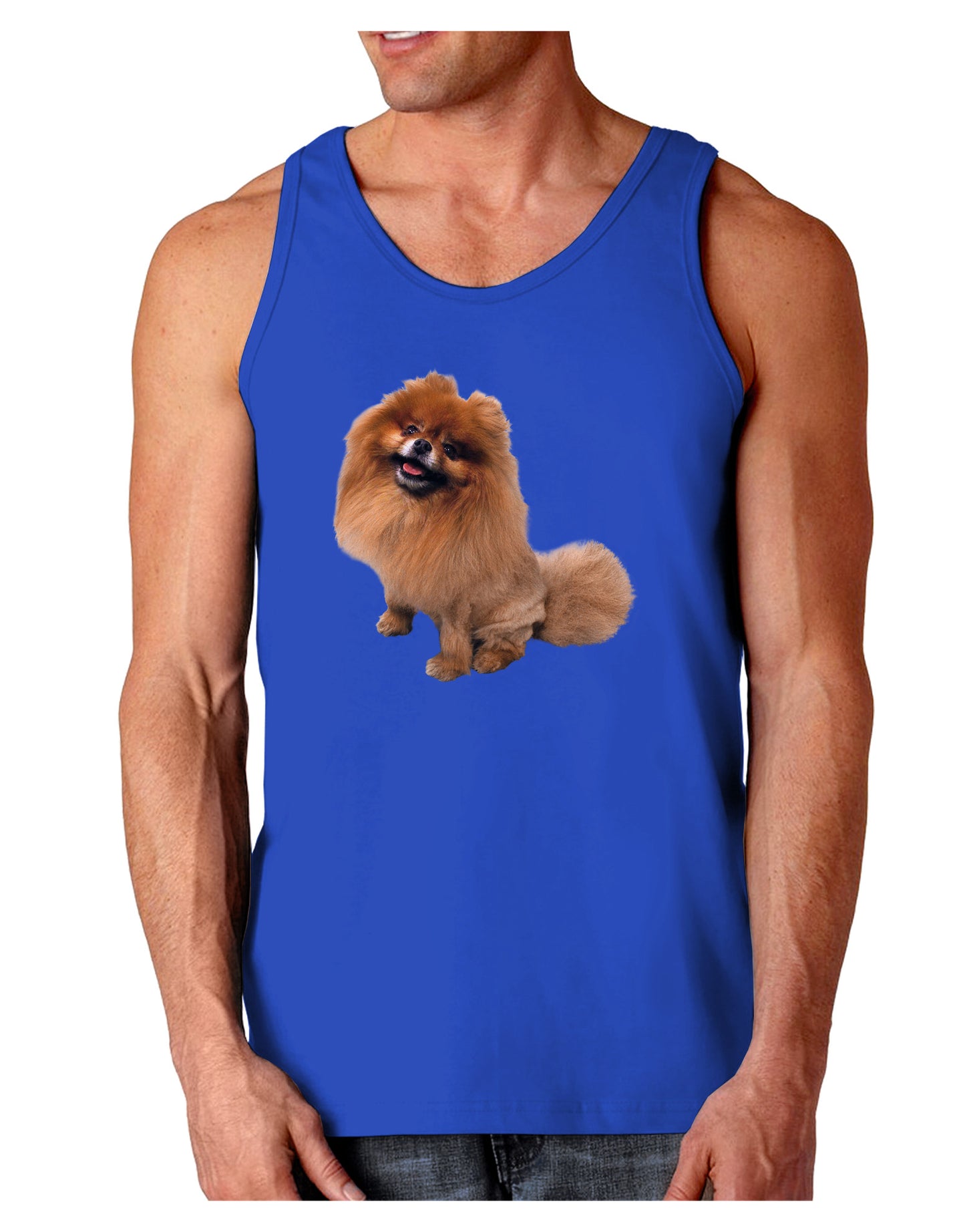 Pomeranian Sitting All Cute-Like Dark Loose Tank Top-Mens Loose Tank Top-TooLoud-Royal Blue-Small-Davson Sales