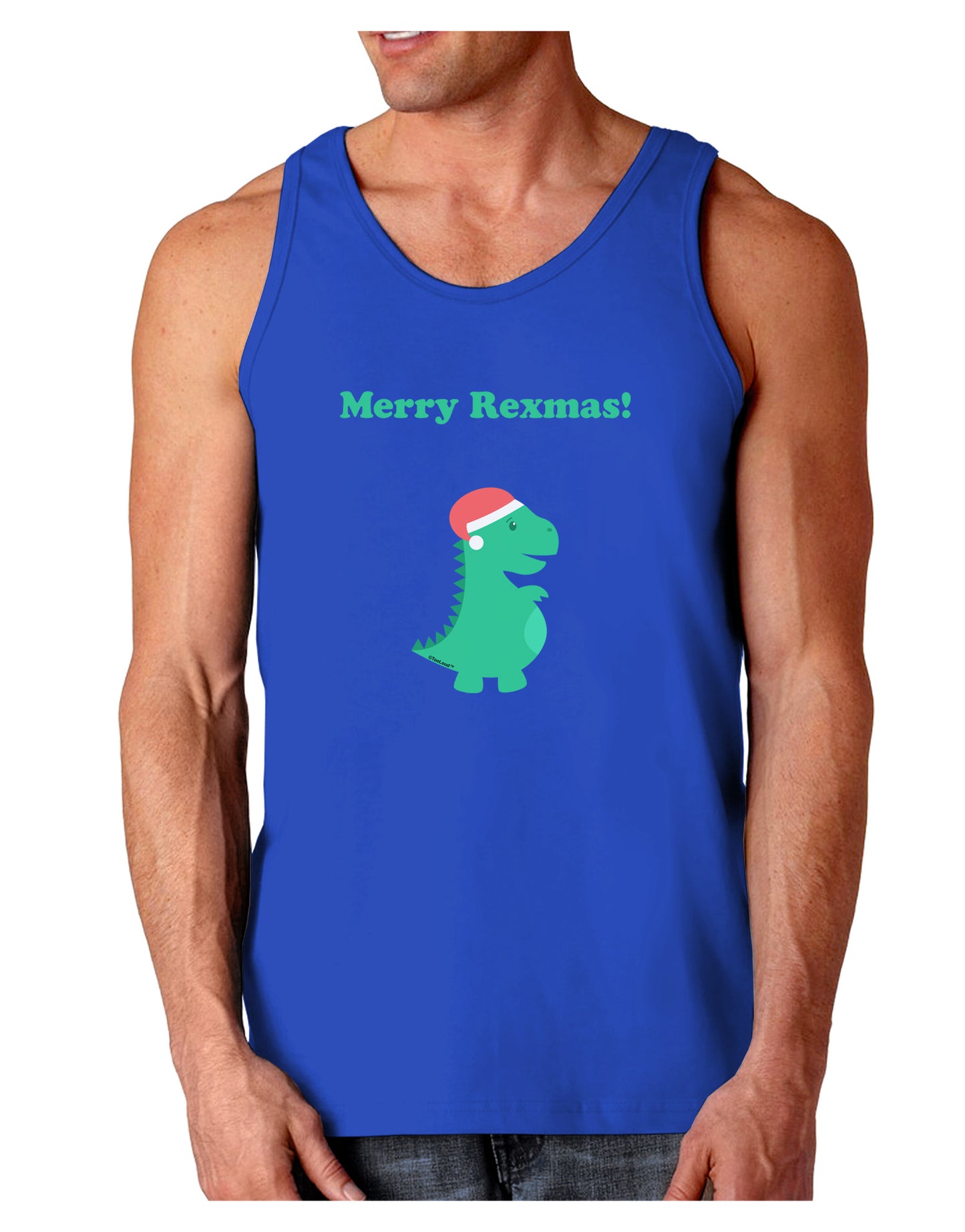 Merry Rexmas T-Rex Dinosaur Christmas Dark Loose Tank Top-Mens Loose Tank Top-TooLoud-Royal Blue-Small-Davson Sales