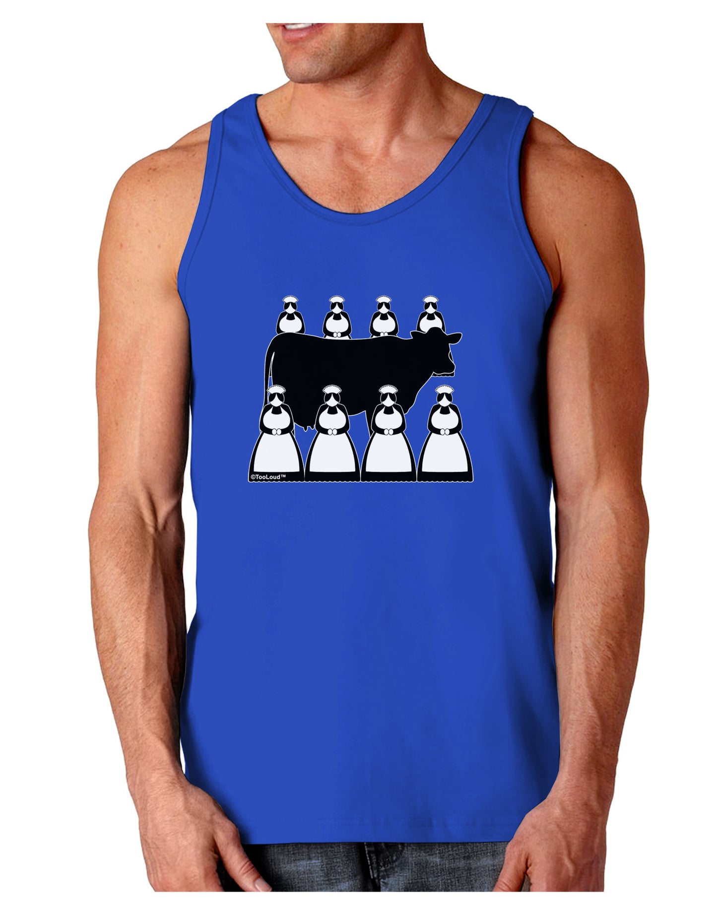 Eight Maids A Milking Dark Loose Tank Top-Mens Loose Tank Top-TooLoud-Royal Blue-Small-Davson Sales