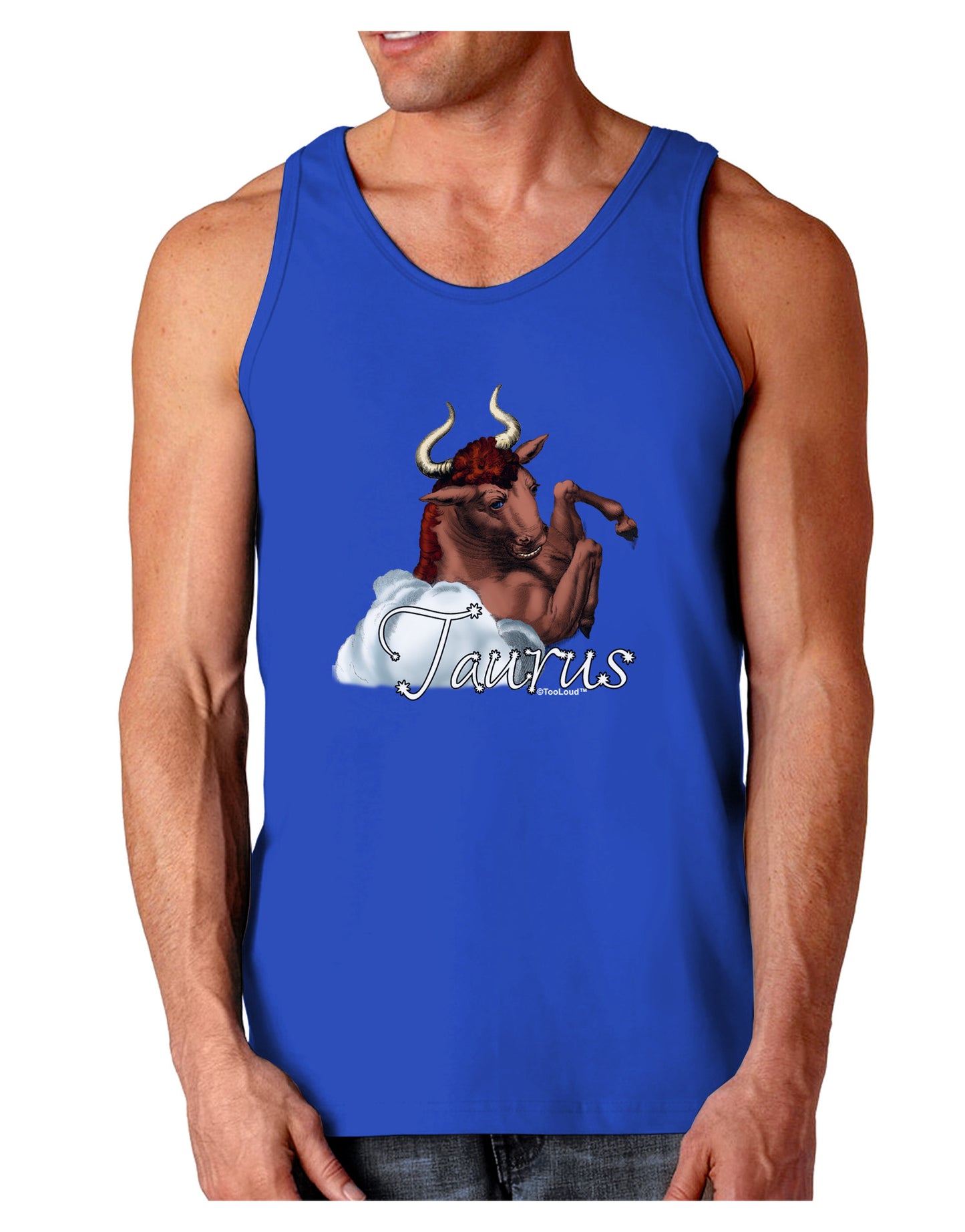 Taurus Color Illustration Dark Loose Tank Top-Mens Loose Tank Top-TooLoud-Royal Blue-Small-Davson Sales
