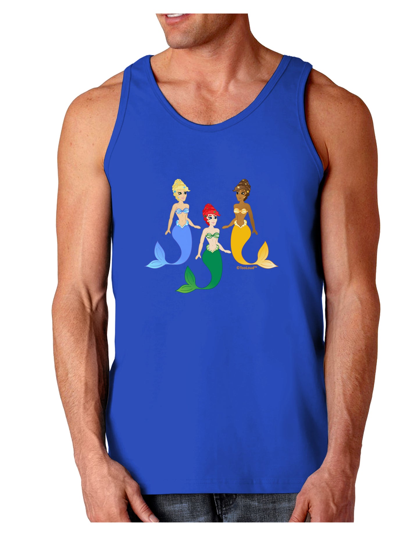 Three Mermaids Dark Loose Tank Top-Mens Loose Tank Top-TooLoud-Royal Blue-Small-Davson Sales
