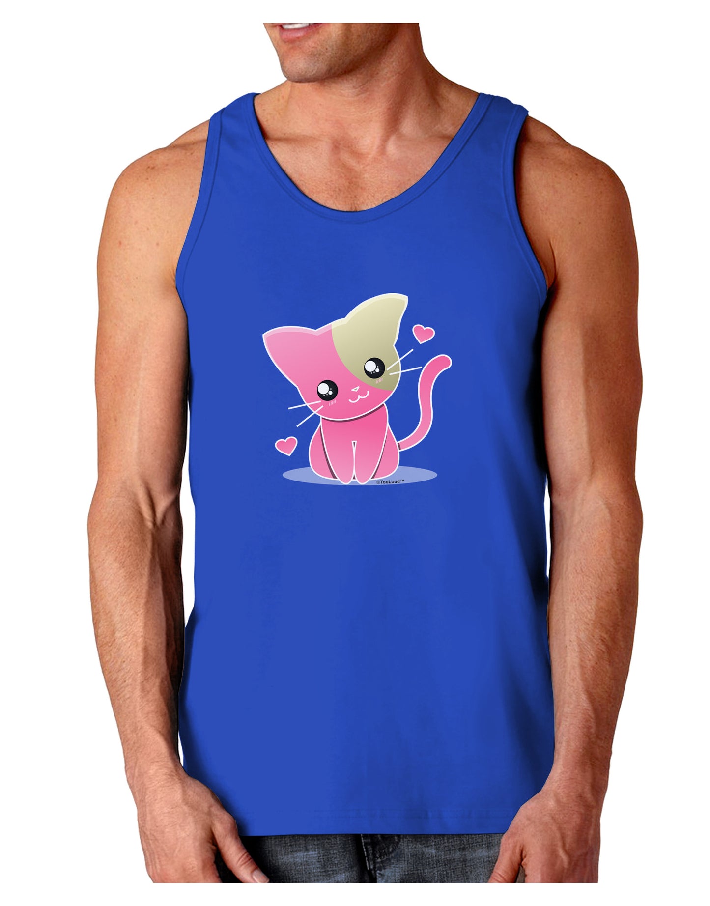 Kawaii Kitty Dark Loose Tank Top-Mens Loose Tank Top-TooLoud-Royal Blue-Small-Davson Sales