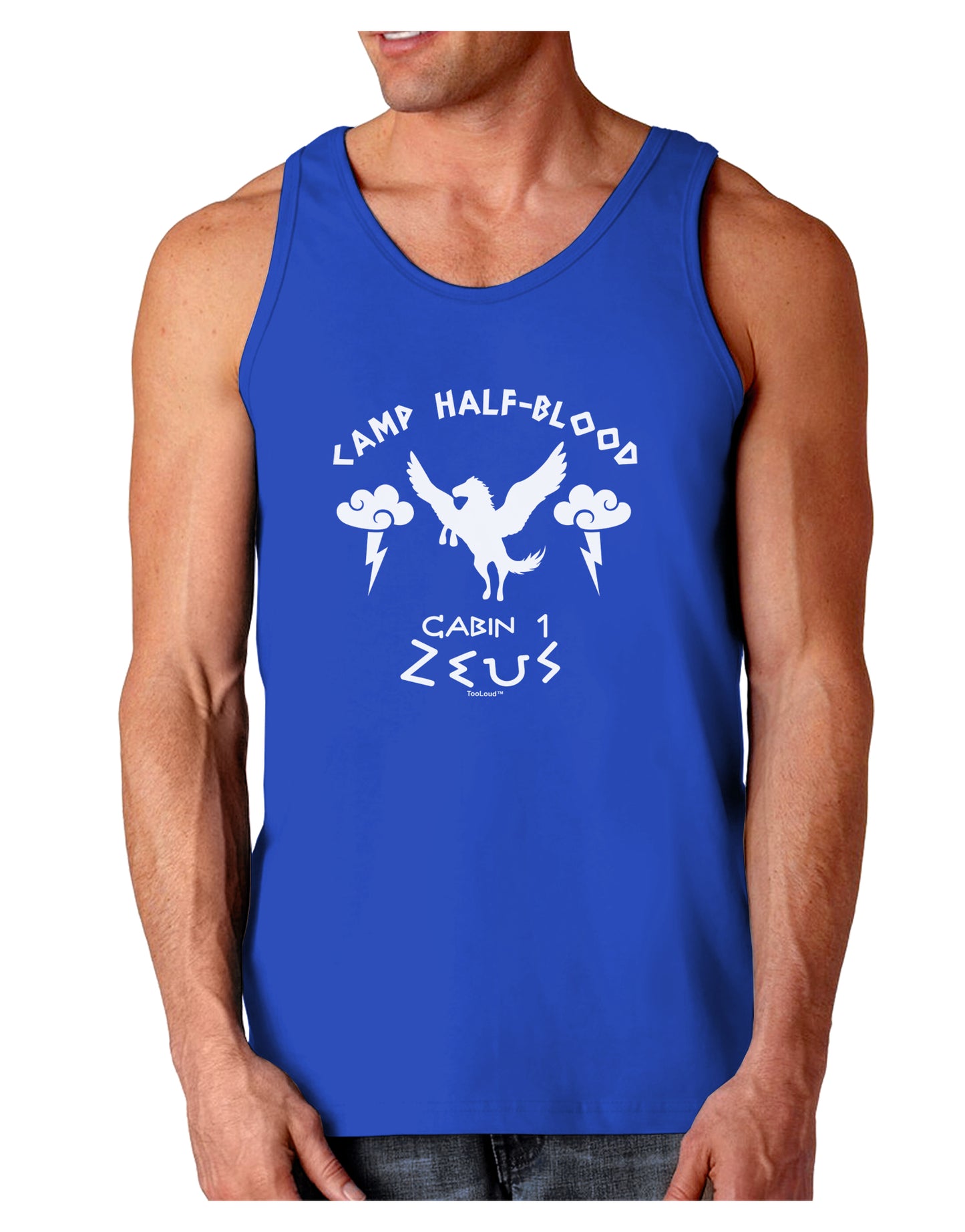 Camp Half Blood Cabin 1 Zeus Dark Loose Tank Top by-Mens Loose Tank Top-TooLoud-Royal Blue-Small-Davson Sales