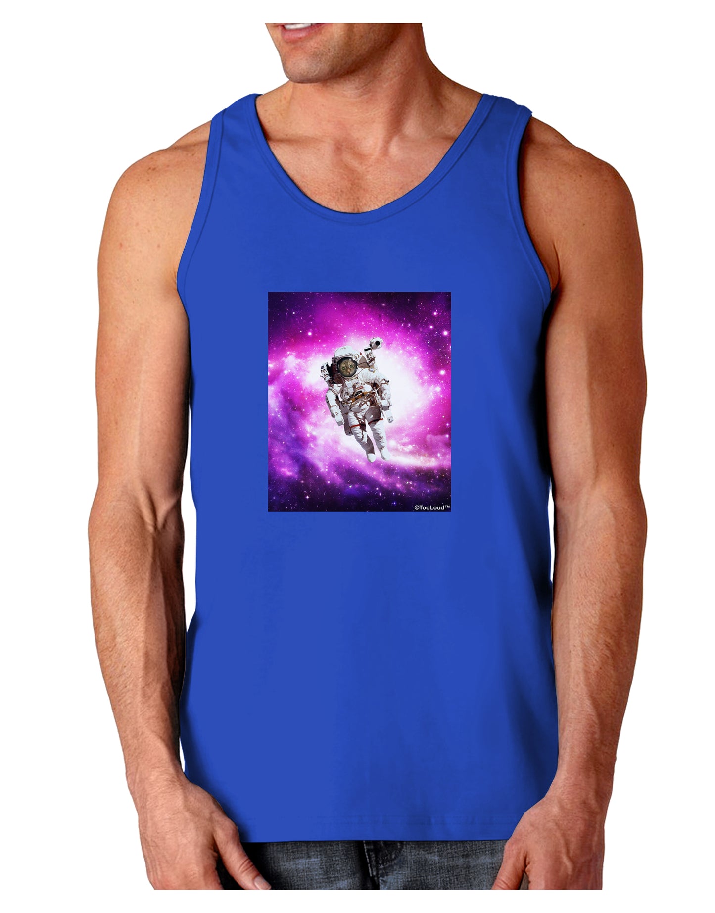 Astronaut Cat Dark Loose Tank Top-Mens Loose Tank Top-TooLoud-Royal Blue-Small-Davson Sales