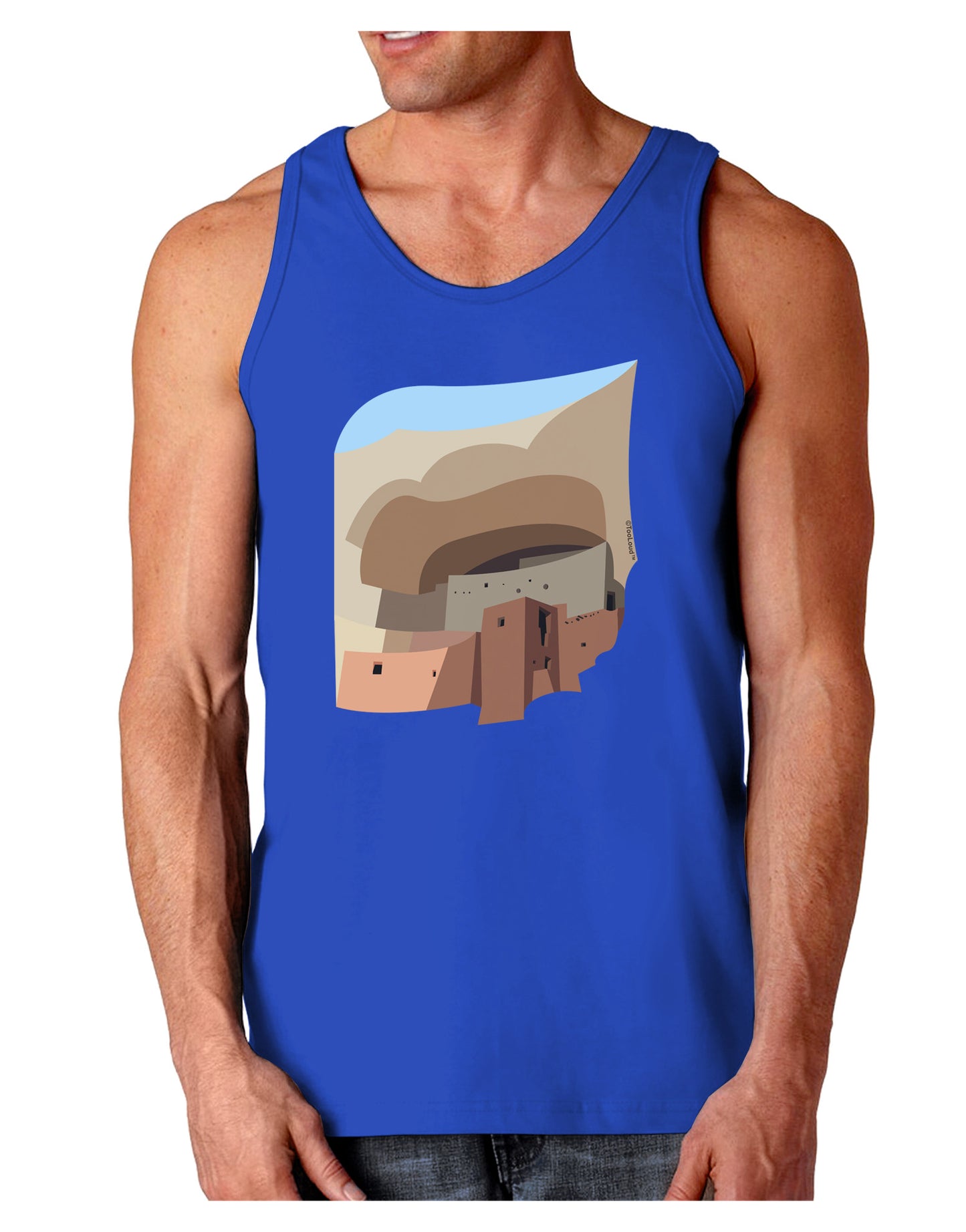Montezuma Castle Artwork Dark Loose Tank Top-Mens Loose Tank Top-TooLoud-Royal Blue-Small-Davson Sales