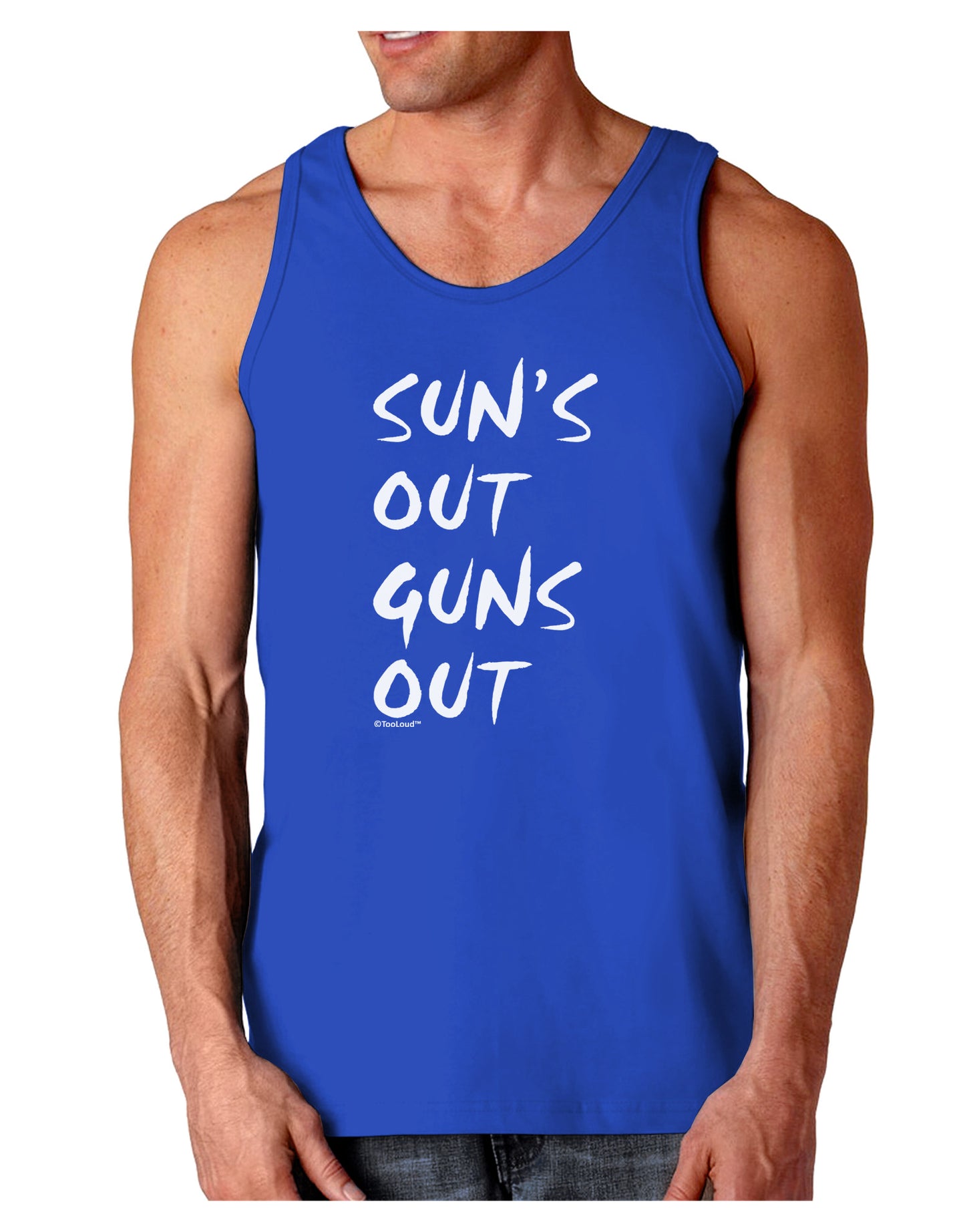 Suns Out Guns Out Dark Loose Tank Top-Mens Loose Tank Top-TooLoud-Royal Blue-Small-Davson Sales