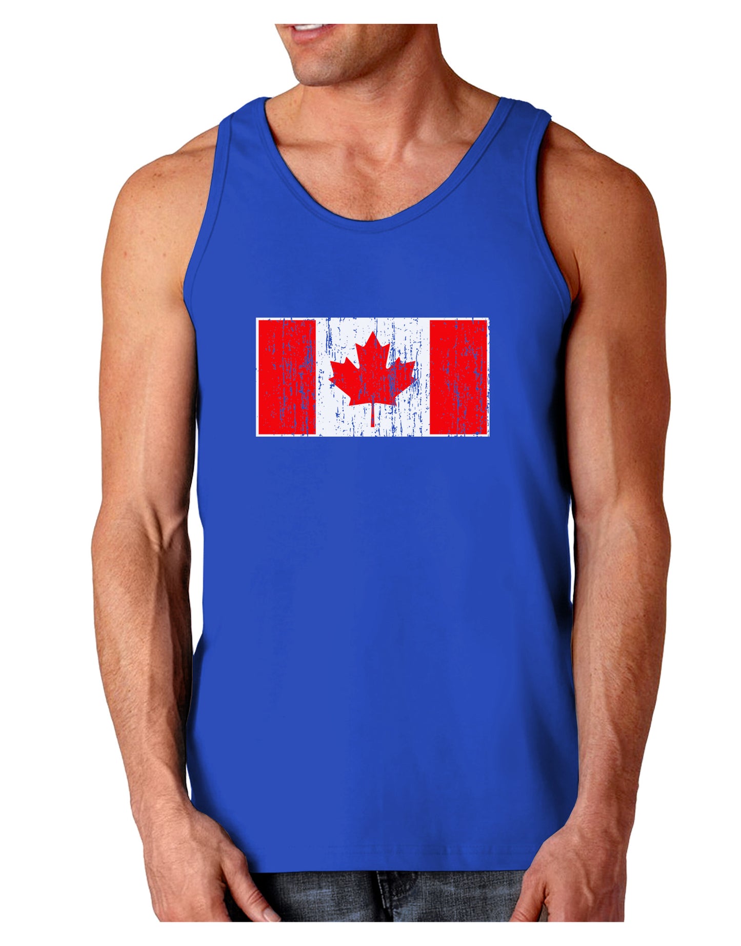 Distressed Canadian Flag Maple Leaf Dark Loose Tank Top-Mens Loose Tank Top-TooLoud-Royal Blue-Small-Davson Sales