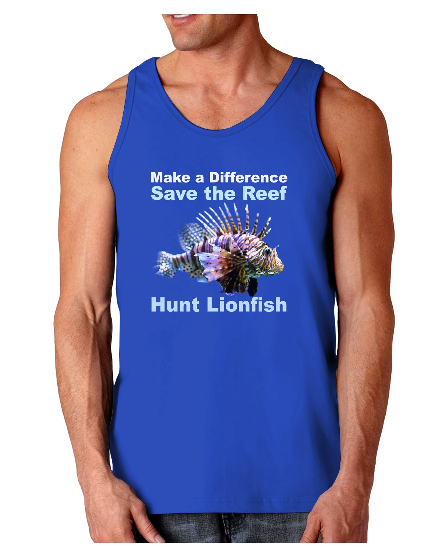 Save the Reef - Hunt Lionfish Dark Loose Tank Top-Mens Loose Tank Top-TooLoud-Royal Blue-Small-Davson Sales