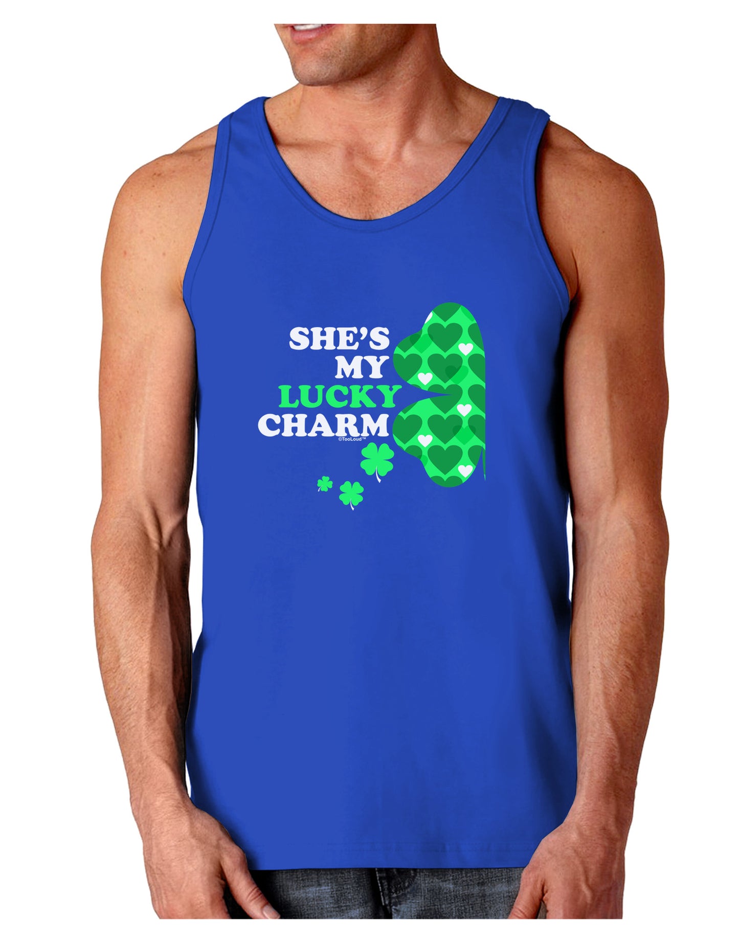 She's My Lucky Charm - Left Dark Loose Tank Top-Mens Loose Tank Top-TooLoud-Royal Blue-Small-Davson Sales