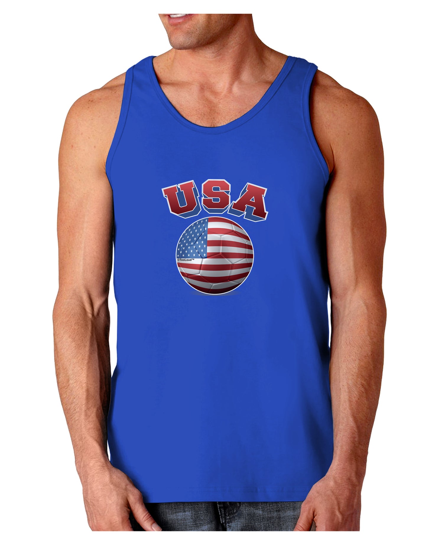 Soccer Ball Flag - USA Dark Loose Tank Top-Mens Loose Tank Top-TooLoud-Royal Blue-Small-Davson Sales