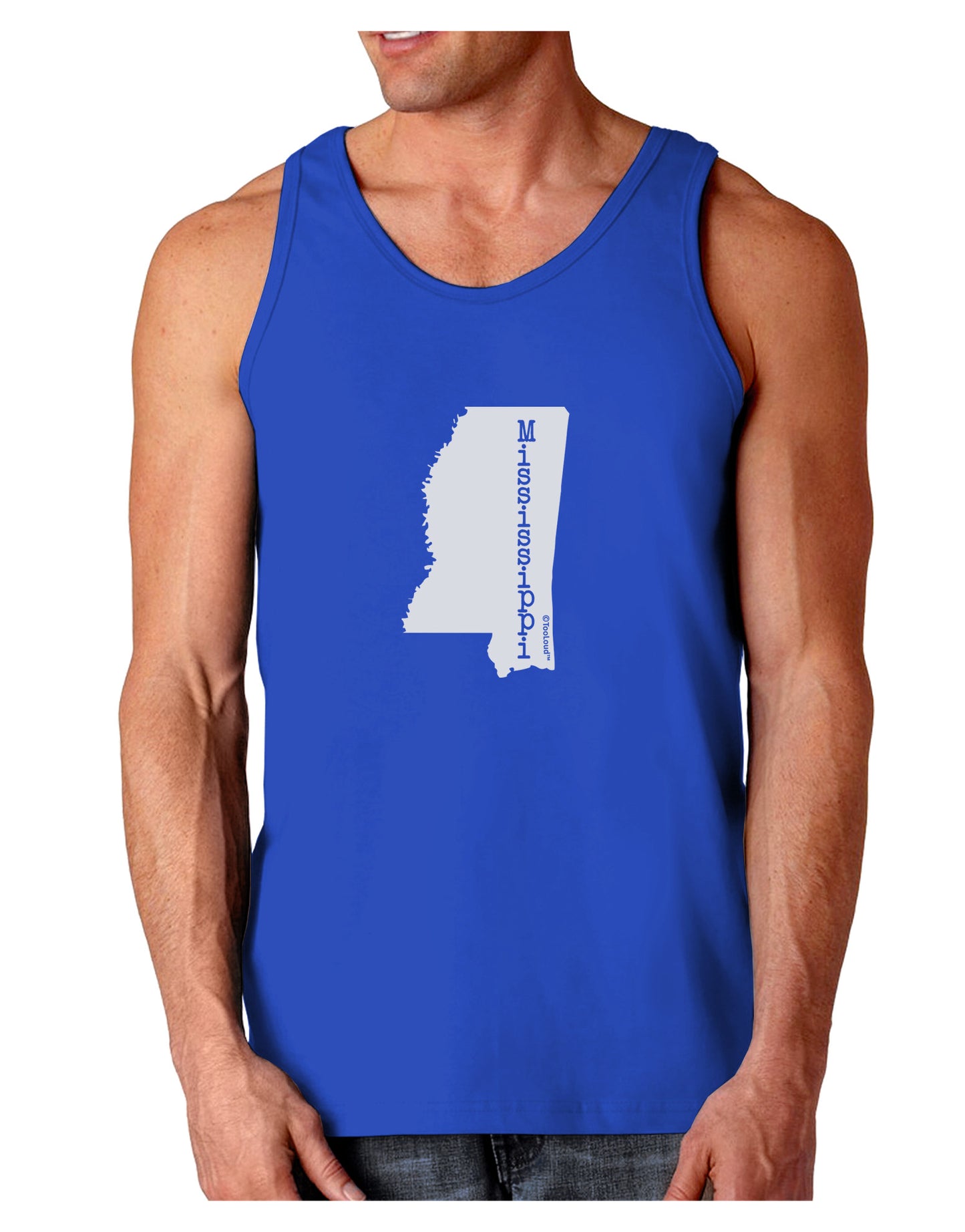 Mississippi - United States Shape Dark Loose Tank Top-Mens Loose Tank Top-TooLoud-Royal Blue-Small-Davson Sales