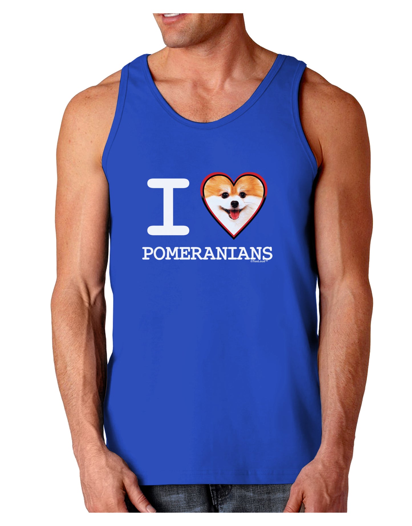 I Love Heart Pomeranians Dark Loose Tank Top-Mens Loose Tank Top-TooLoud-Royal Blue-Small-Davson Sales