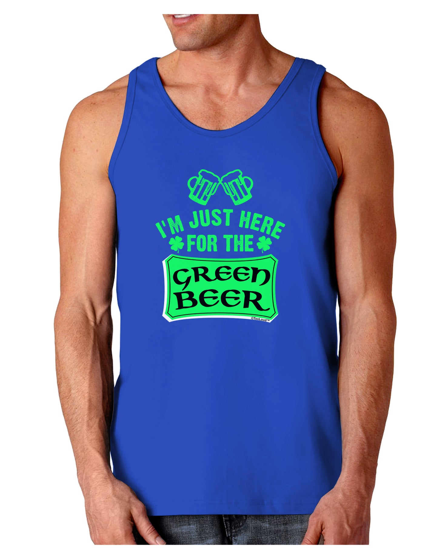 Just Here For The Green Beer Dark Loose Tank Top-Mens Loose Tank Top-TooLoud-Royal Blue-Small-Davson Sales
