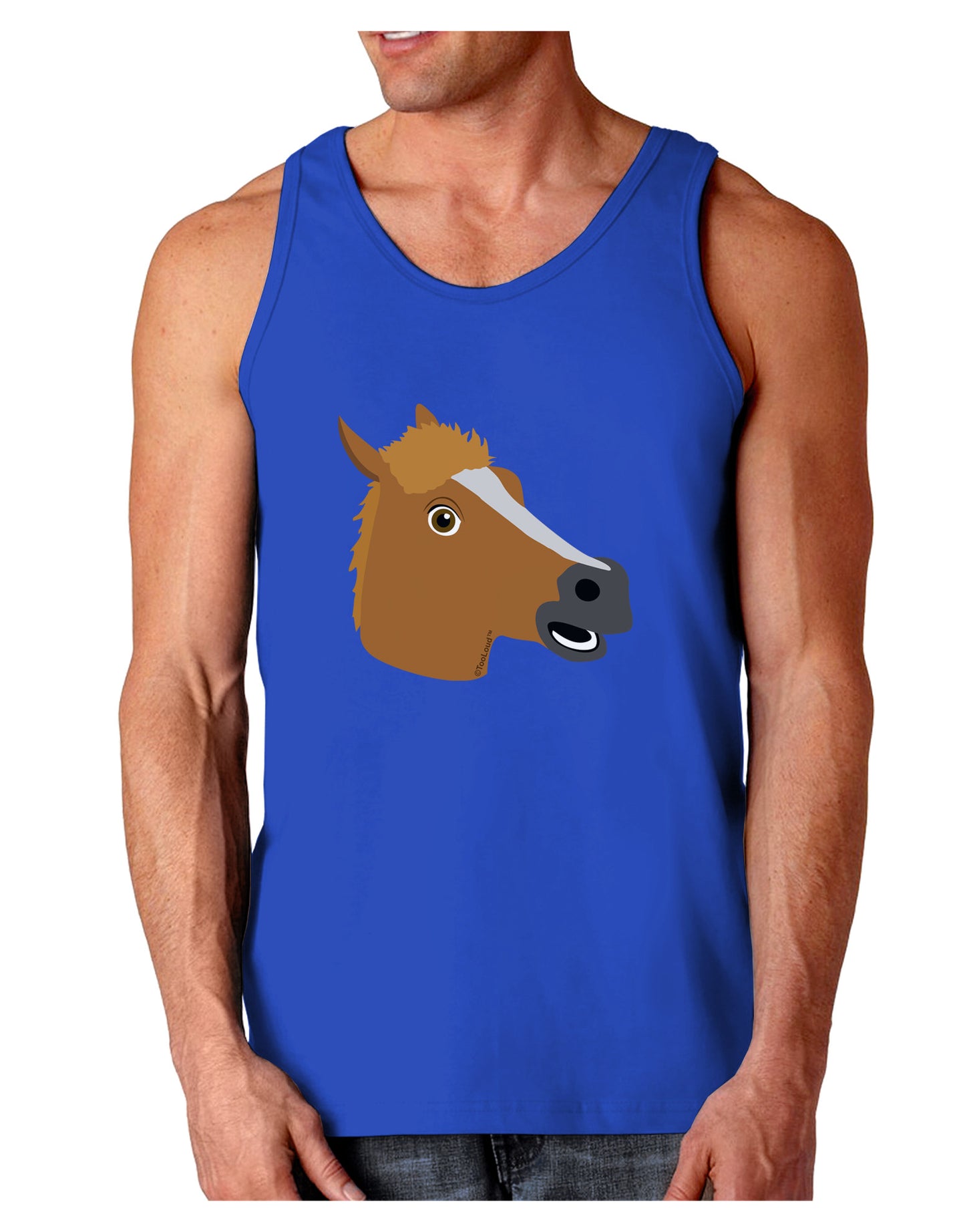 Silly Cartoon Horse Head Dark Loose Tank Top-Mens Loose Tank Top-TooLoud-Royal Blue-Small-Davson Sales