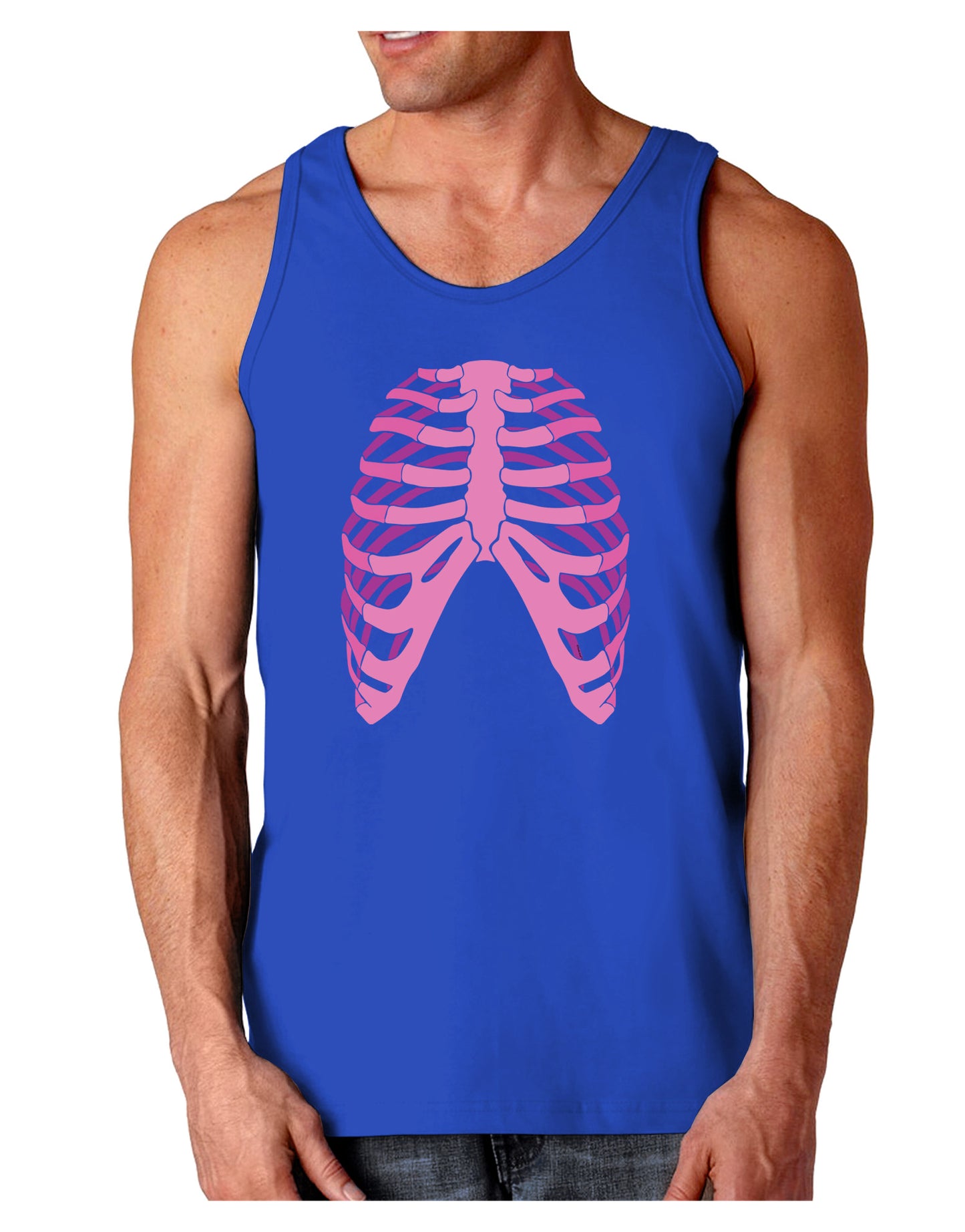 Human Pink Skeleton Bones Ribcage Dark Loose Tank Top-Mens Loose Tank Top-TooLoud-Royal Blue-Small-Davson Sales