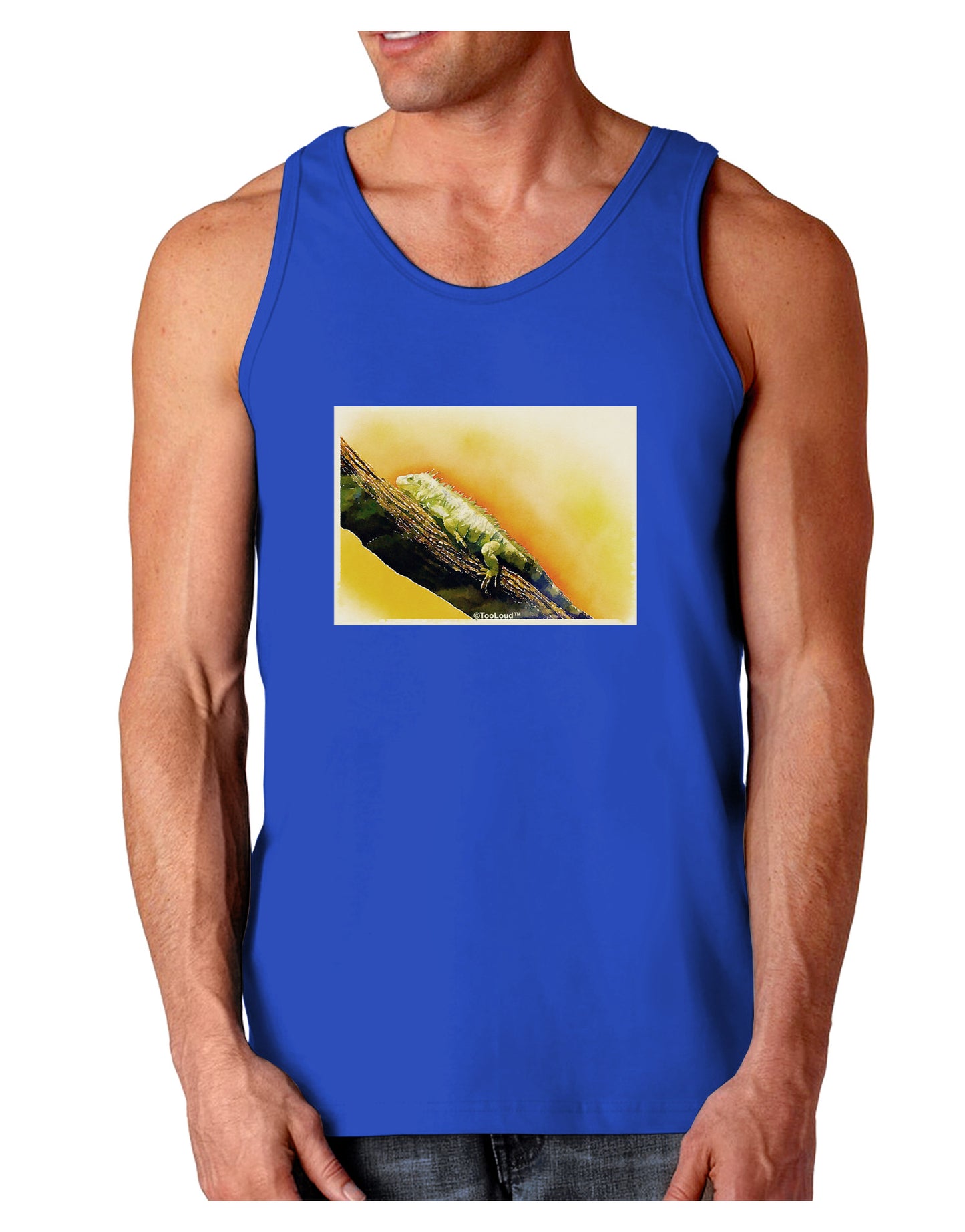 Iguana Watercolor Dark Loose Tank Top-Mens Loose Tank Top-TooLoud-Royal Blue-Small-Davson Sales