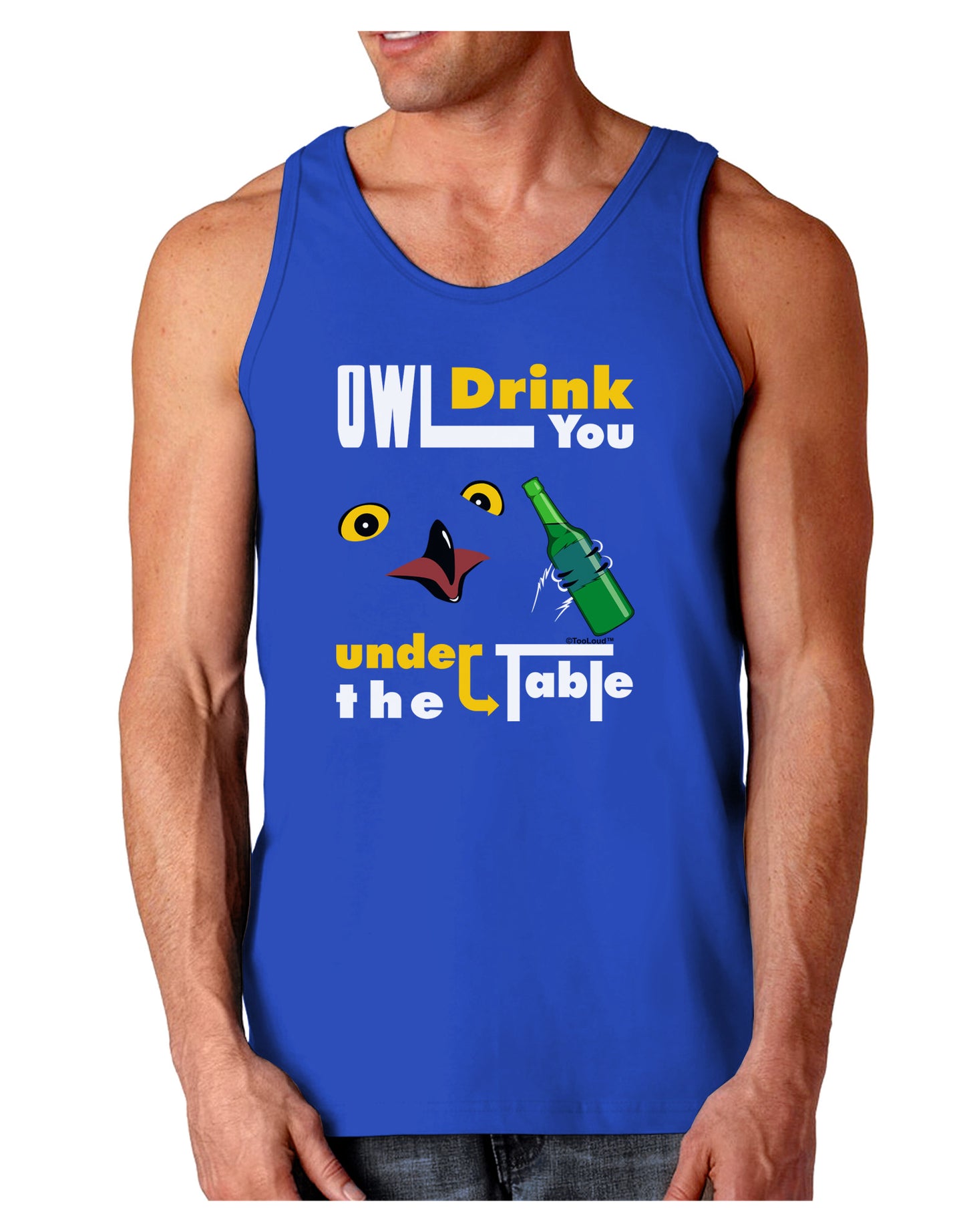 Owl Drink You Under the Table Dark Loose Tank Top-Mens Loose Tank Top-TooLoud-Royal Blue-Small-Davson Sales