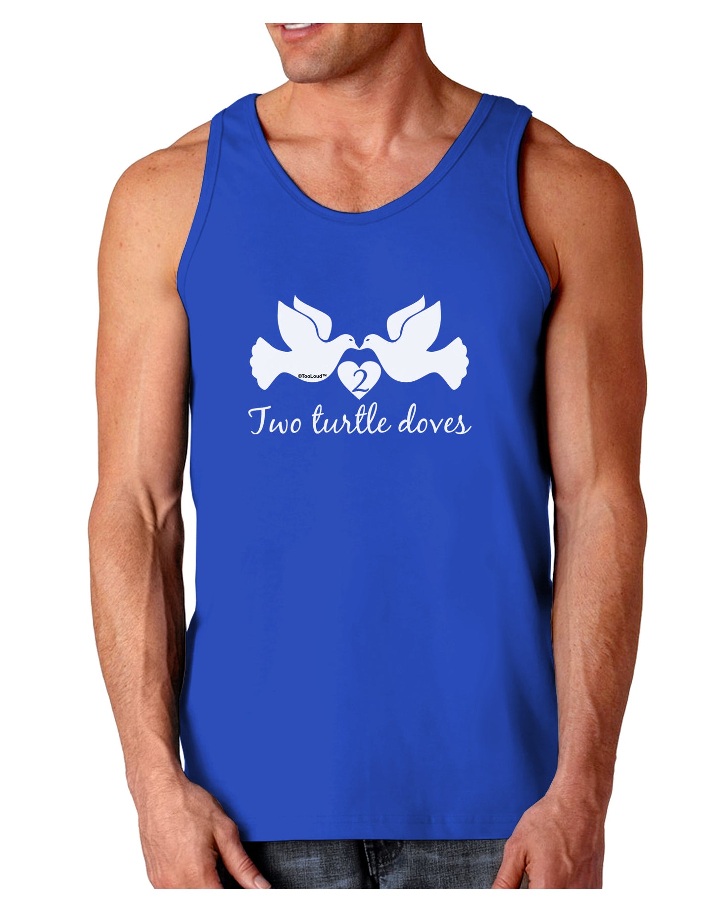 TooLoud Two Turtle Doves Text Dark Loose Tank Top-Mens Loose Tank Top-TooLoud-Royal Blue-Small-Davson Sales
