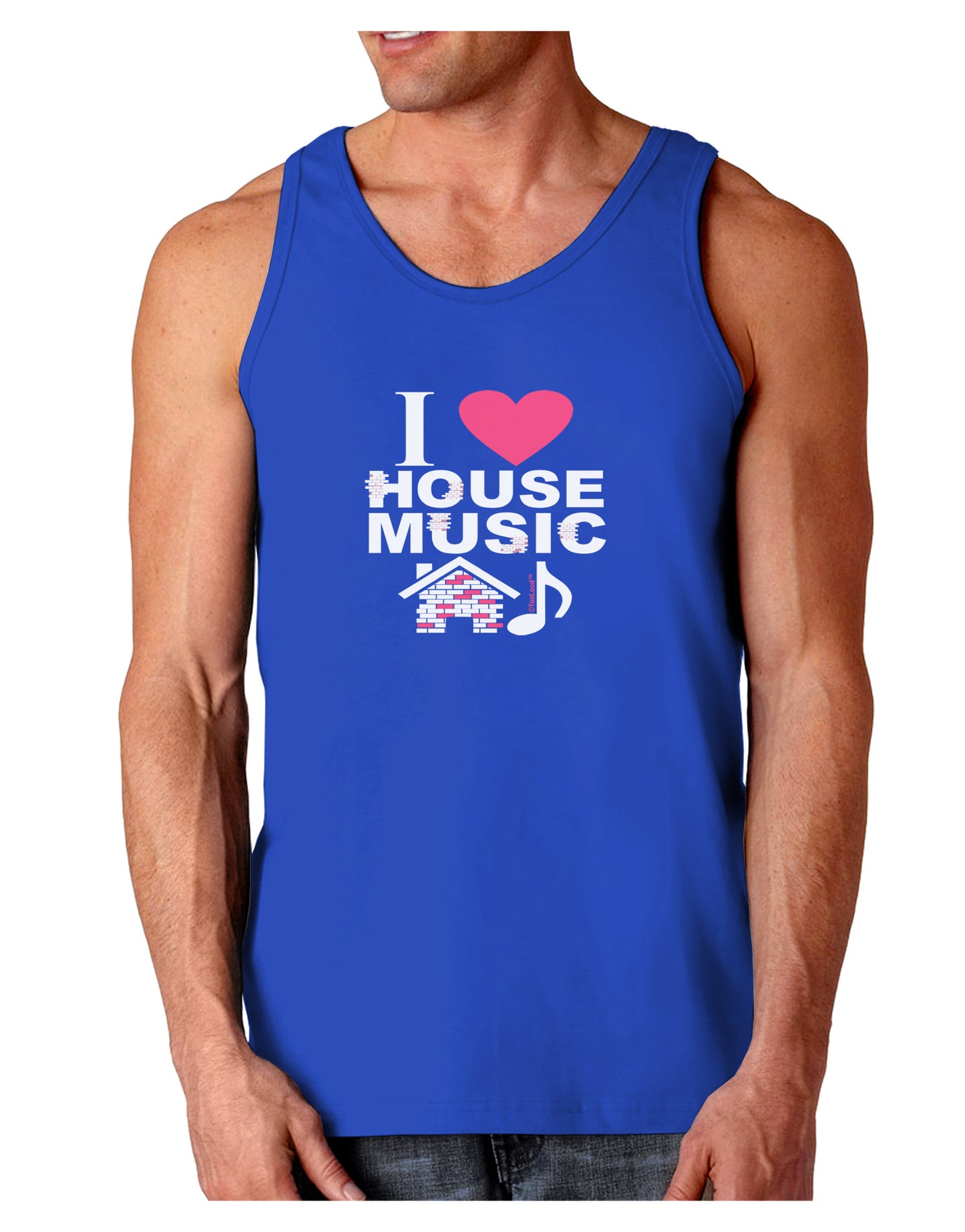 I Love House Pink Dark Loose Tank Top-Mens Loose Tank Top-TooLoud-Royal Blue-Small-Davson Sales