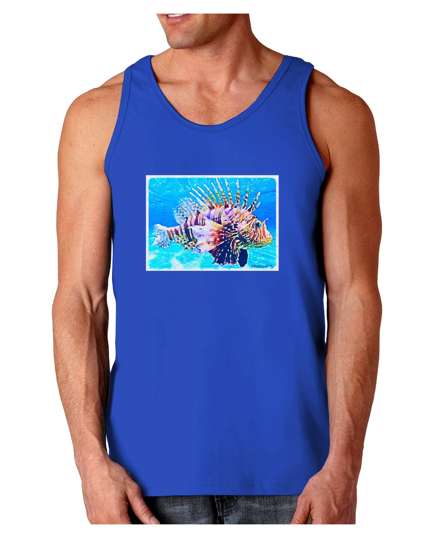 Lionfish in Watercolor Dark Loose Tank Top by-Mens Loose Tank Top-TooLoud-Royal Blue-Small-Davson Sales