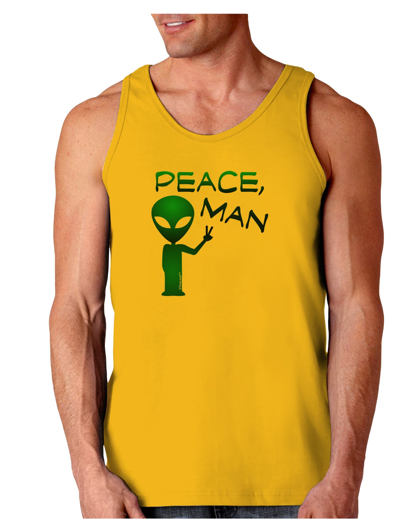 Peace Man Alien Loose Tank Top-Loose Tank Top-TooLoud-Gold-Small-Davson Sales
