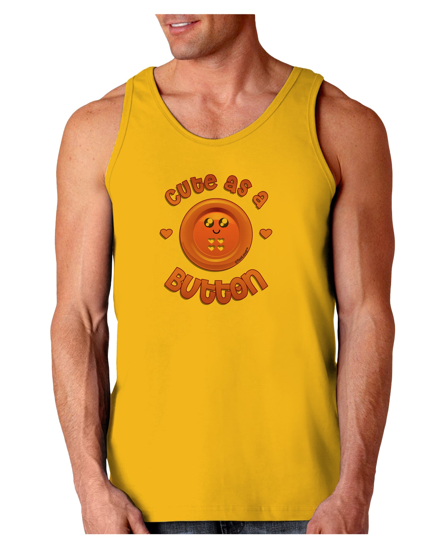 Cute As A Button Smiley Face Loose Tank Top-Loose Tank Top-TooLoud-Gold-Small-Davson Sales