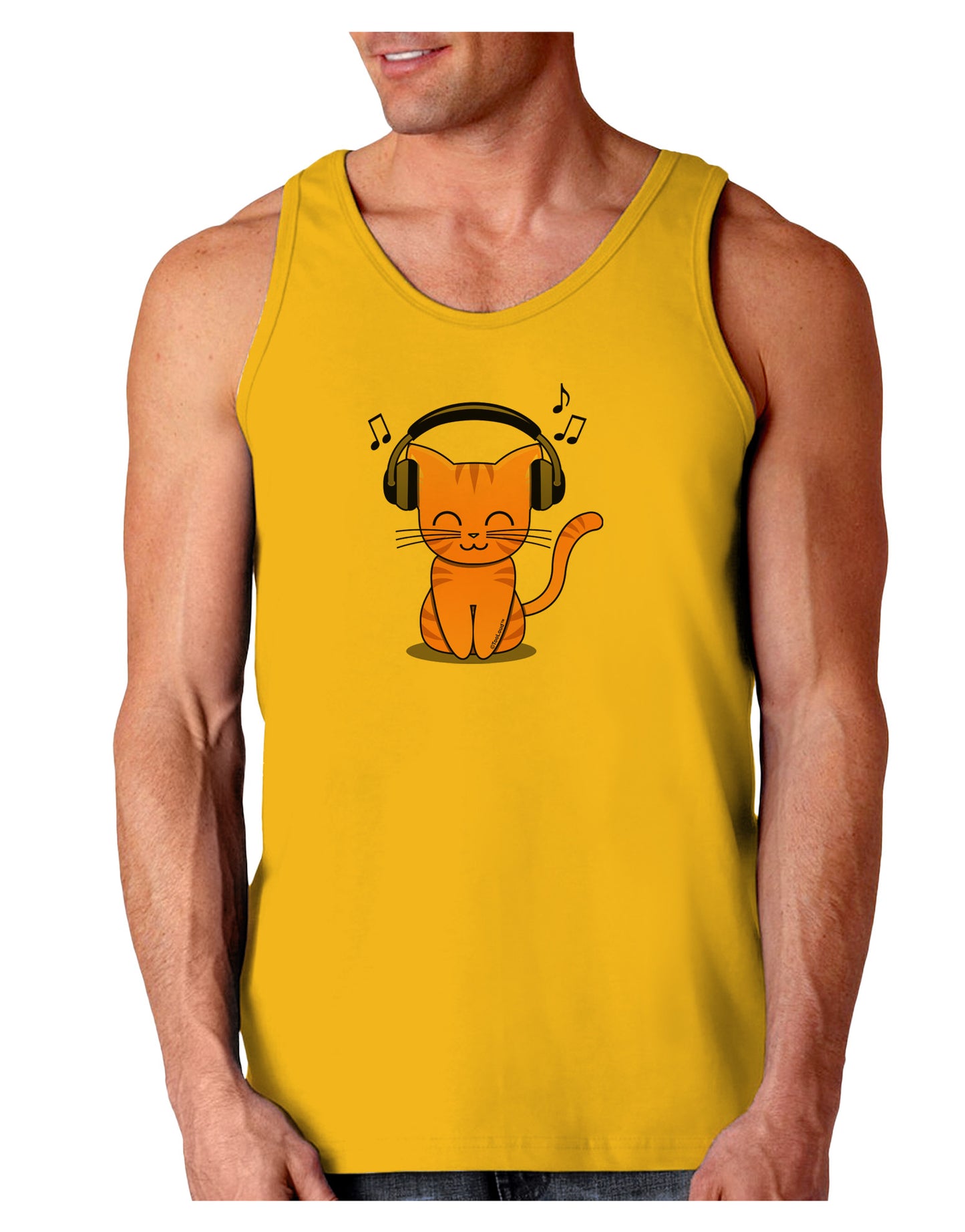 Cute Kitty With Headphones Loose Tank Top-Loose Tank Top-TooLoud-Gold-Small-Davson Sales