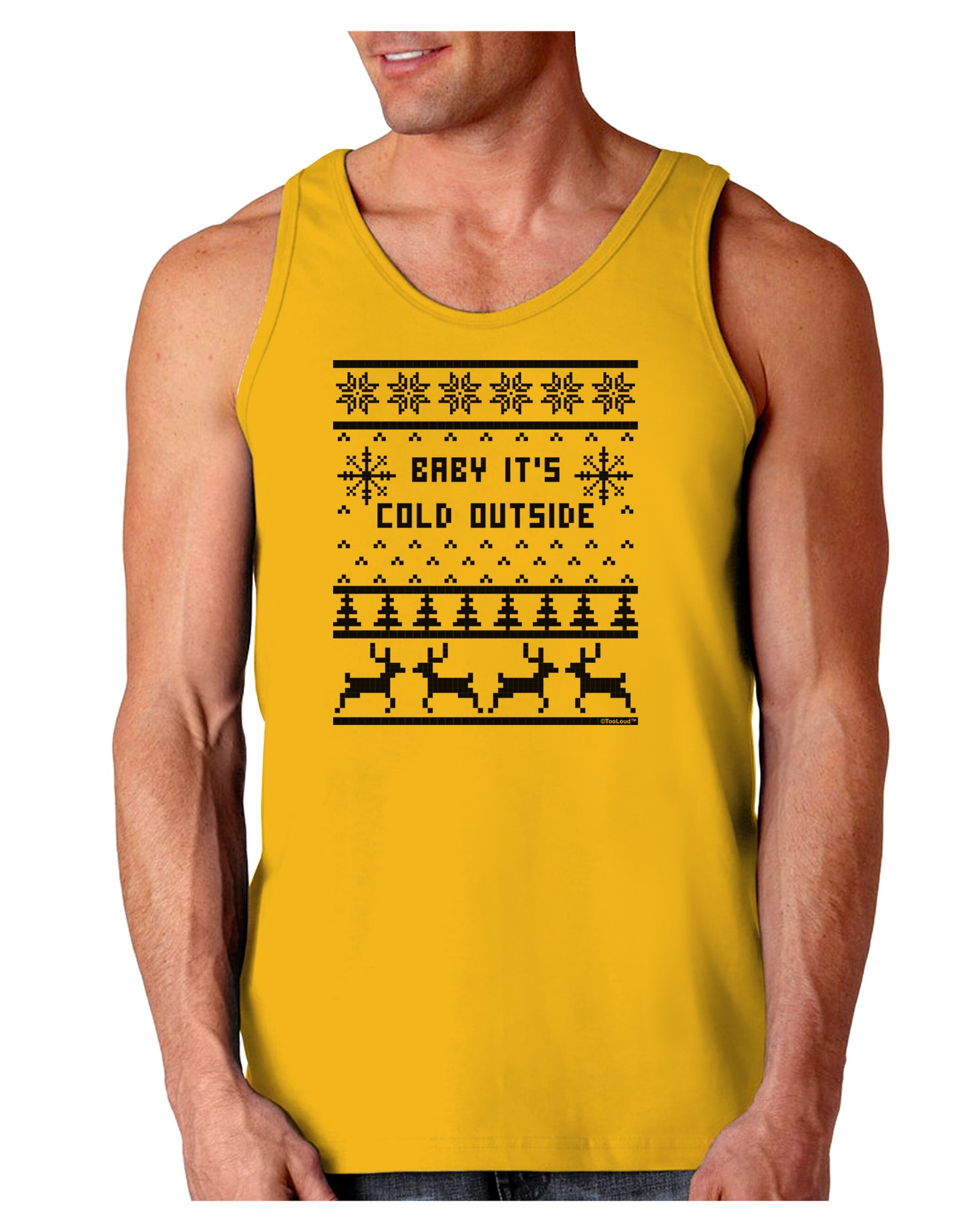 Baby It's Cold Outside Christmas Sweater Design Loose Tank Top-Loose Tank Top-TooLoud-Gold-Small-Davson Sales